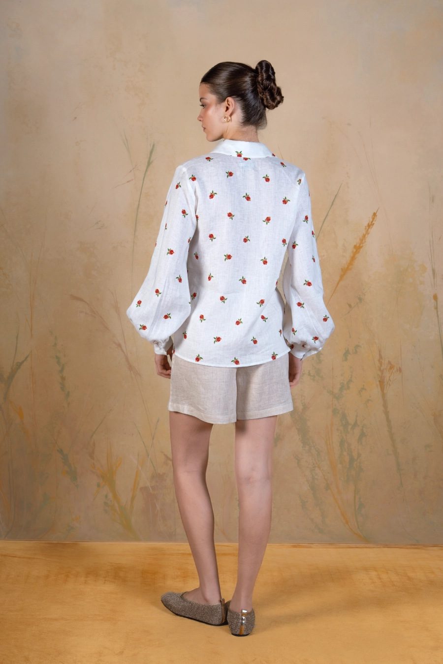 Women's Granade linen shirt white - espalda