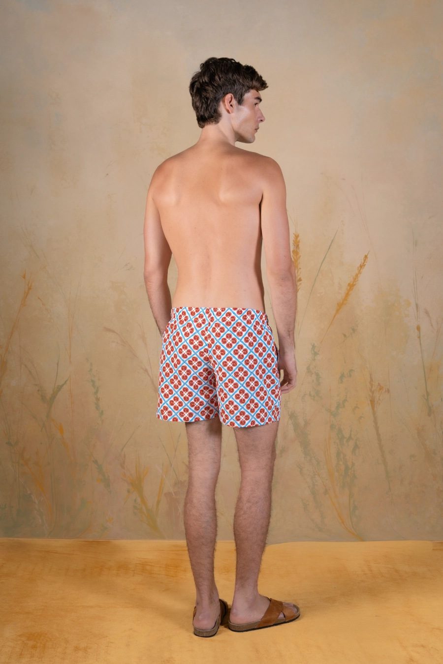 Men's Granade polyester swim trunks red - espalda