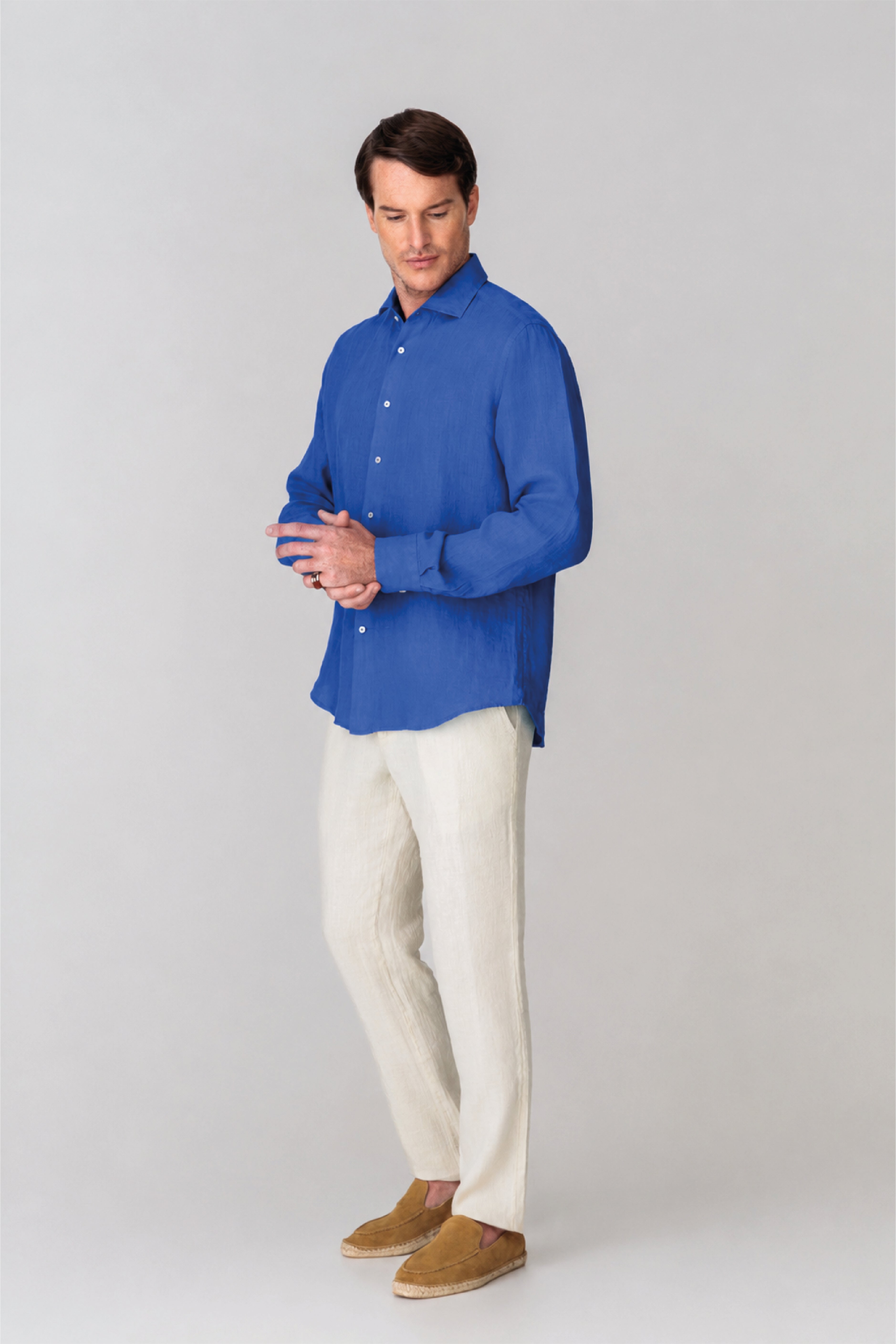 Men's linen shirt sky blue basic
