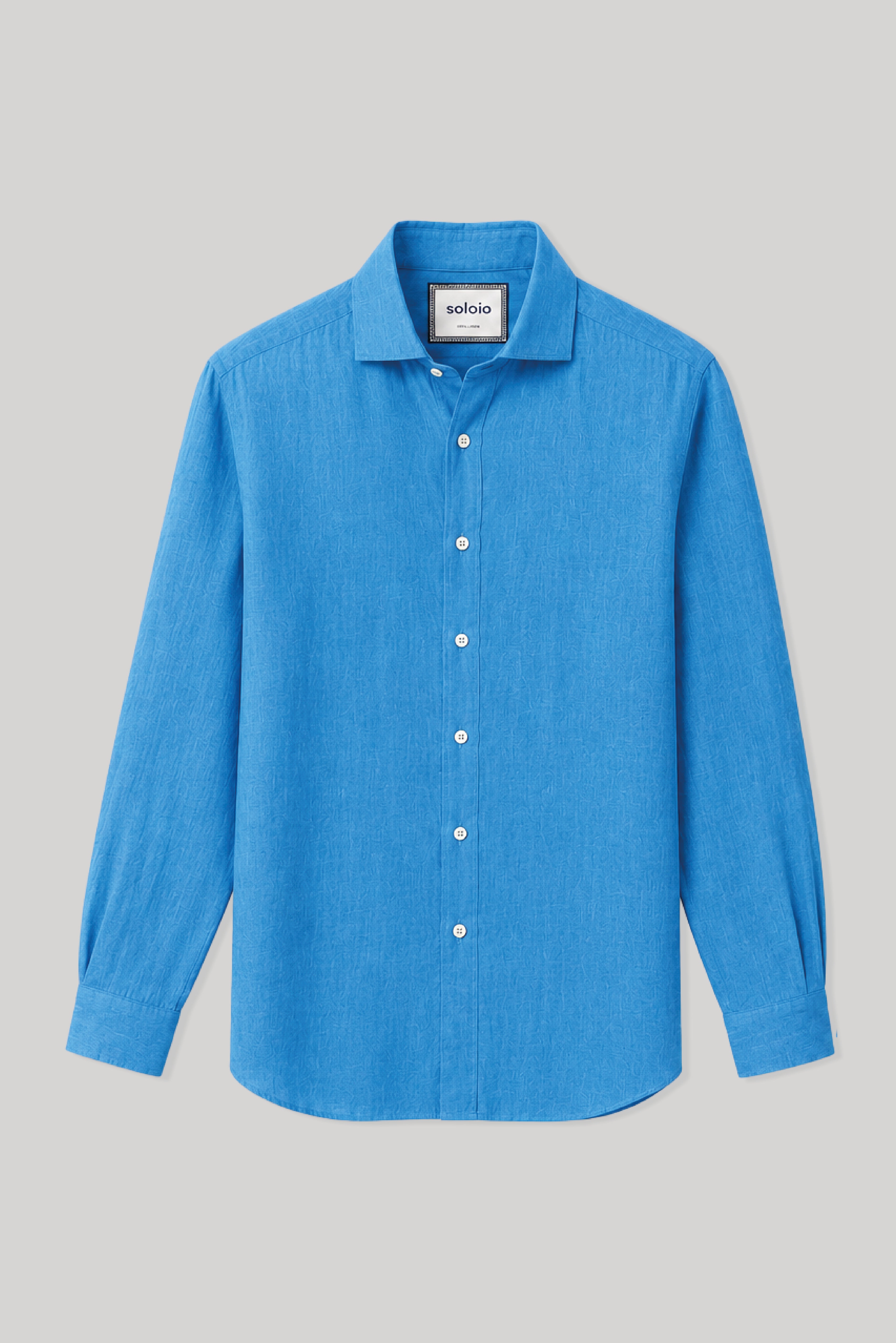 Camisa de lino para hombre azul eléctrico