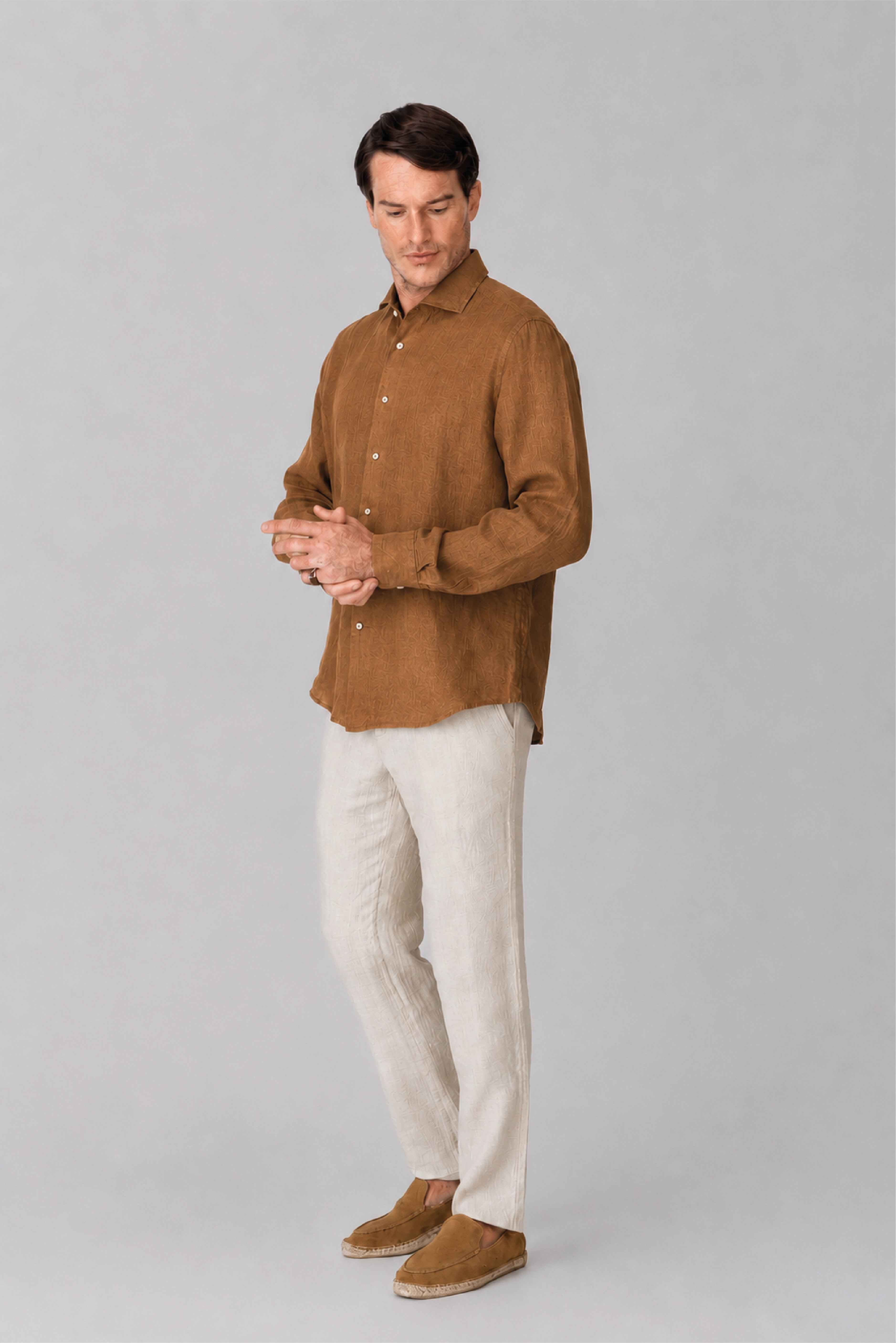 Men's linen shirt brown
