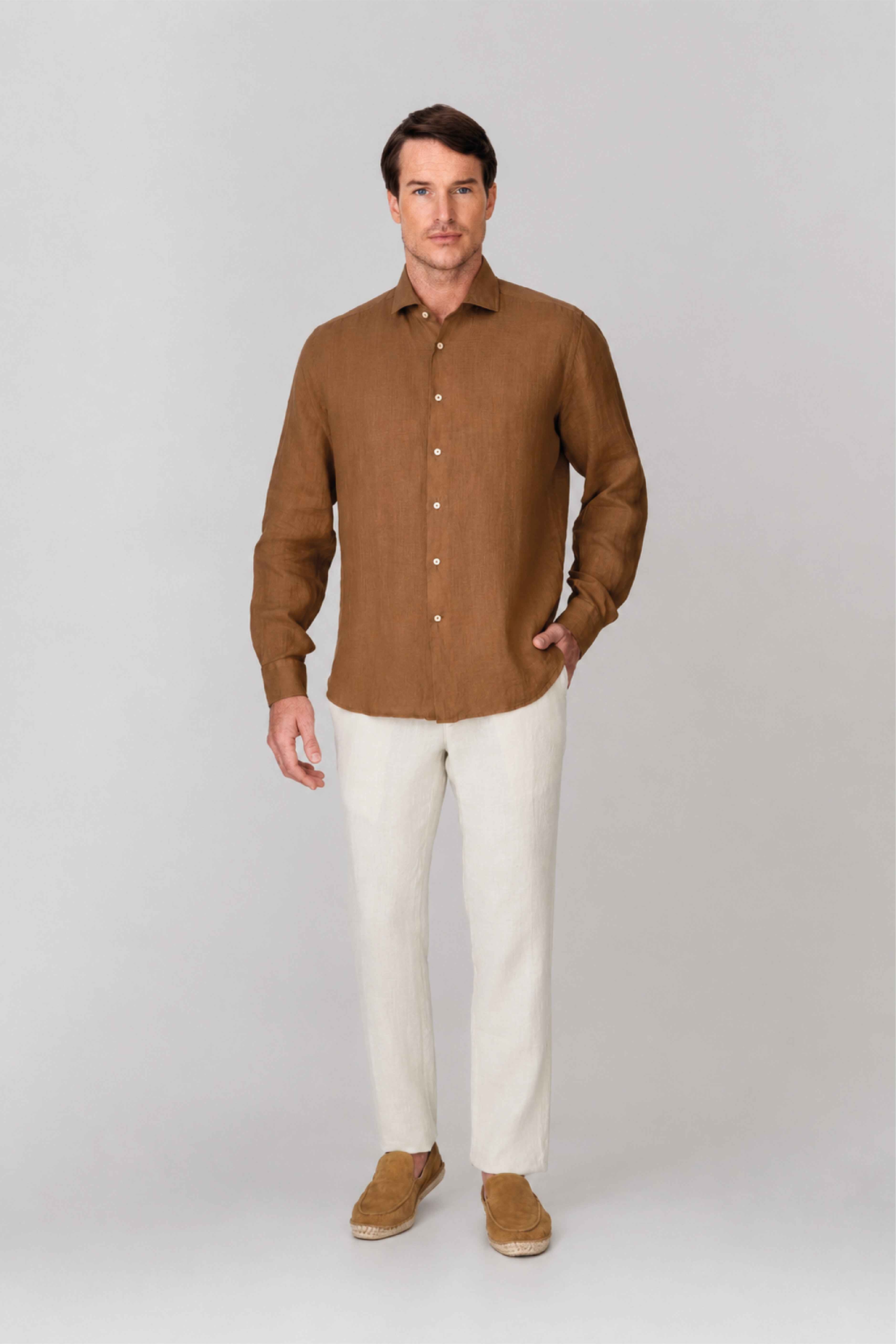 Men's linen shirt brown