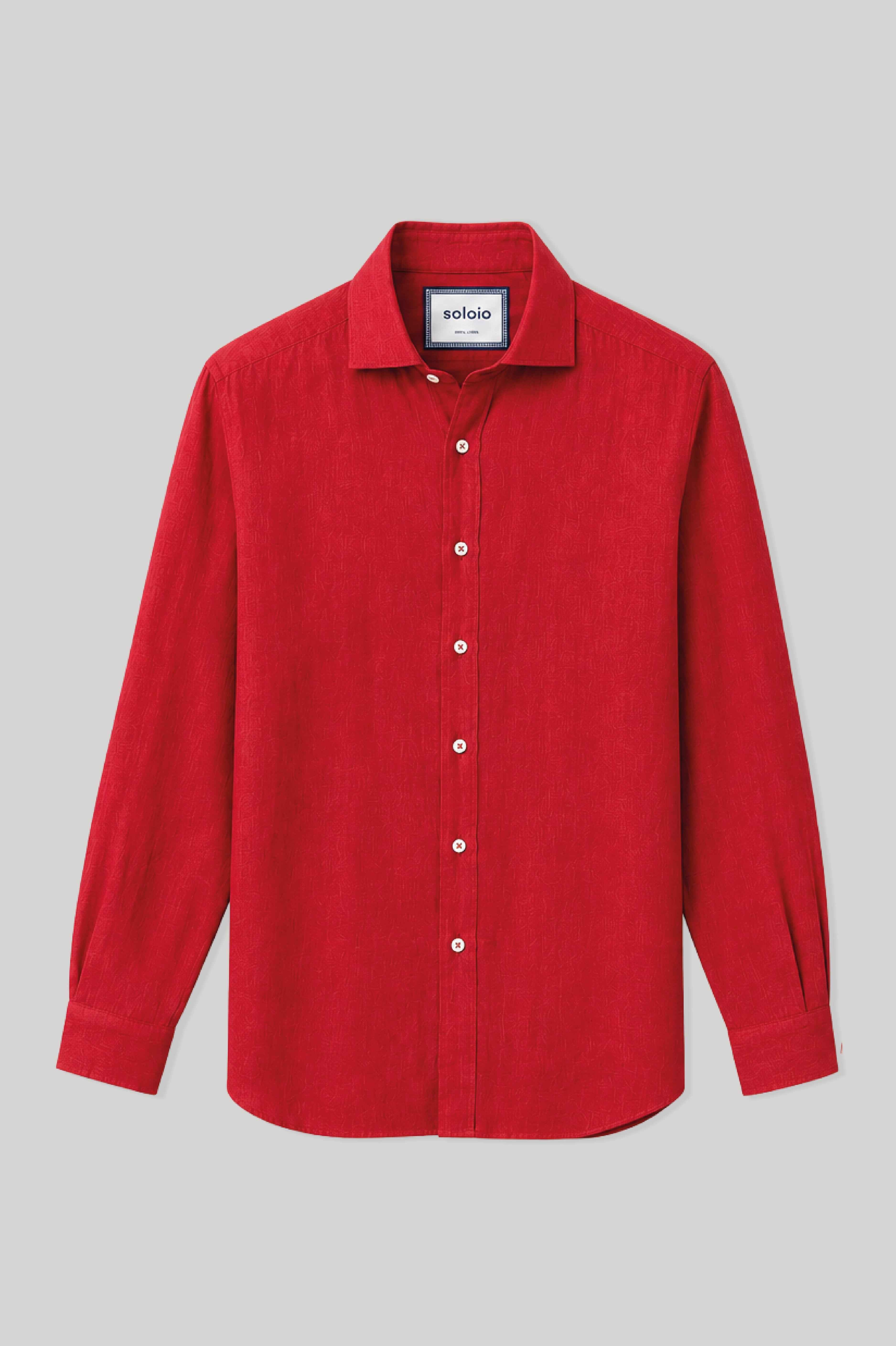 Men's linen shirt red fruit basic