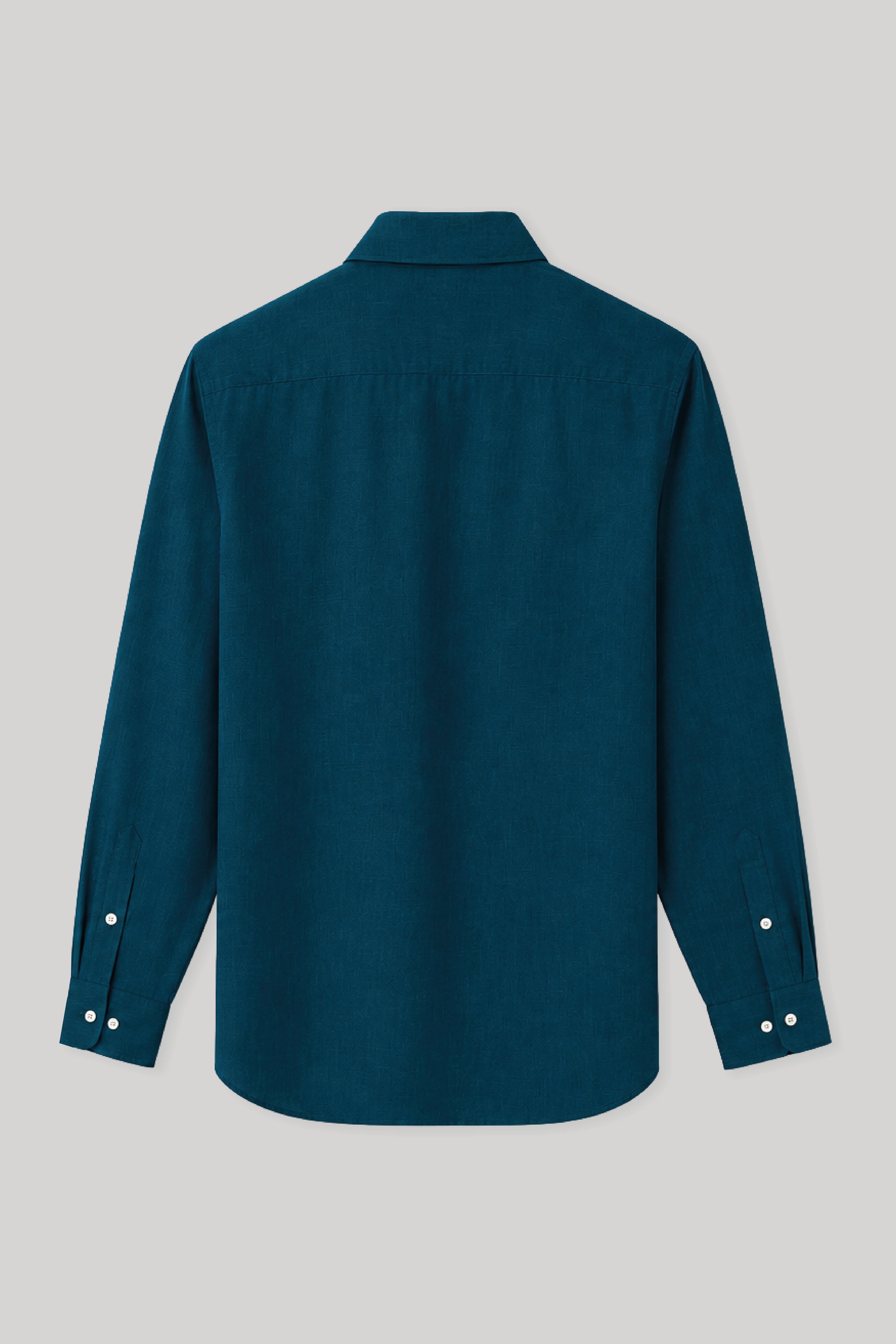Camisa de lino para hombre azul petróleo