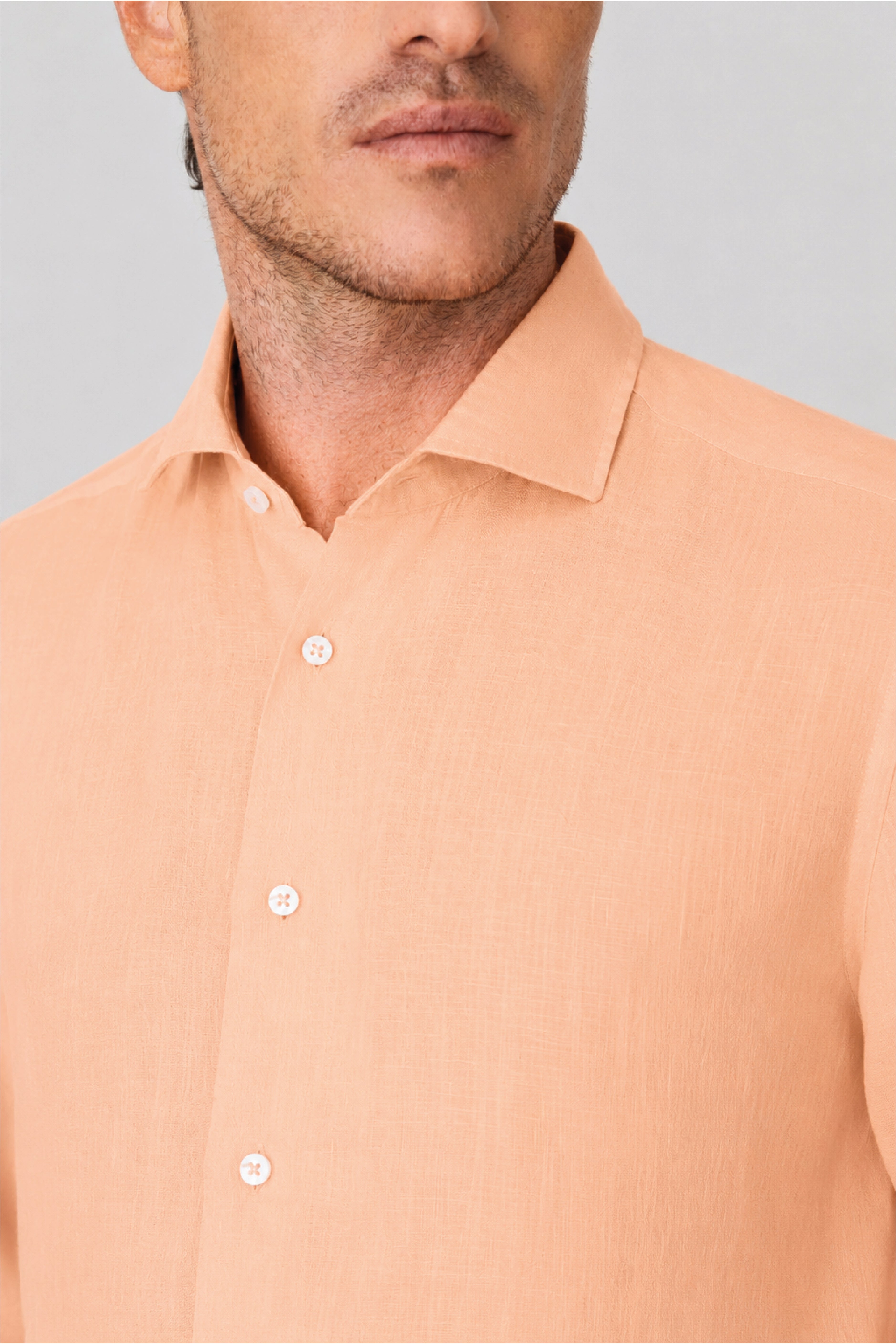 Men's linen shirt peach fuzz