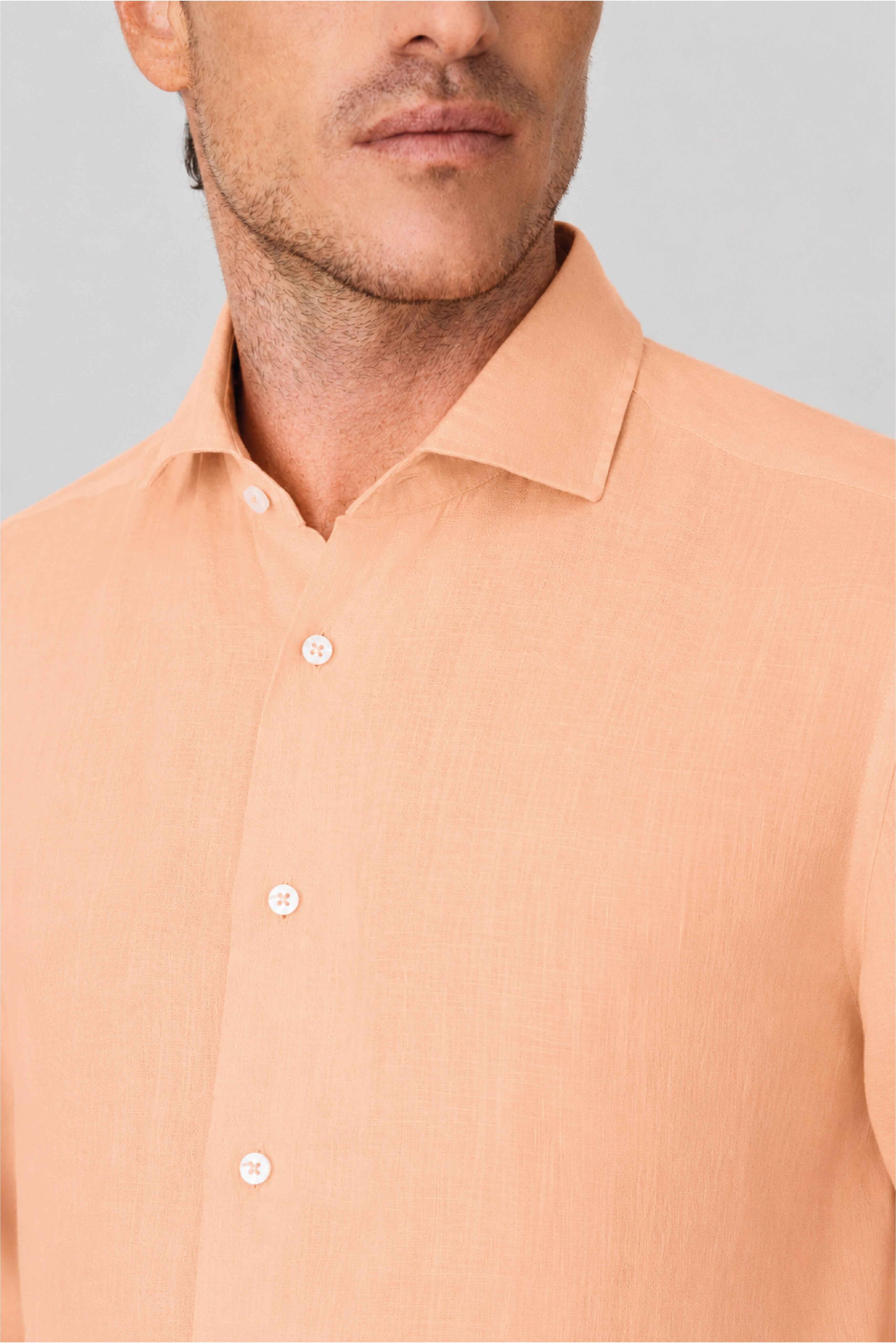 Men's linen shirt peach fuzz
