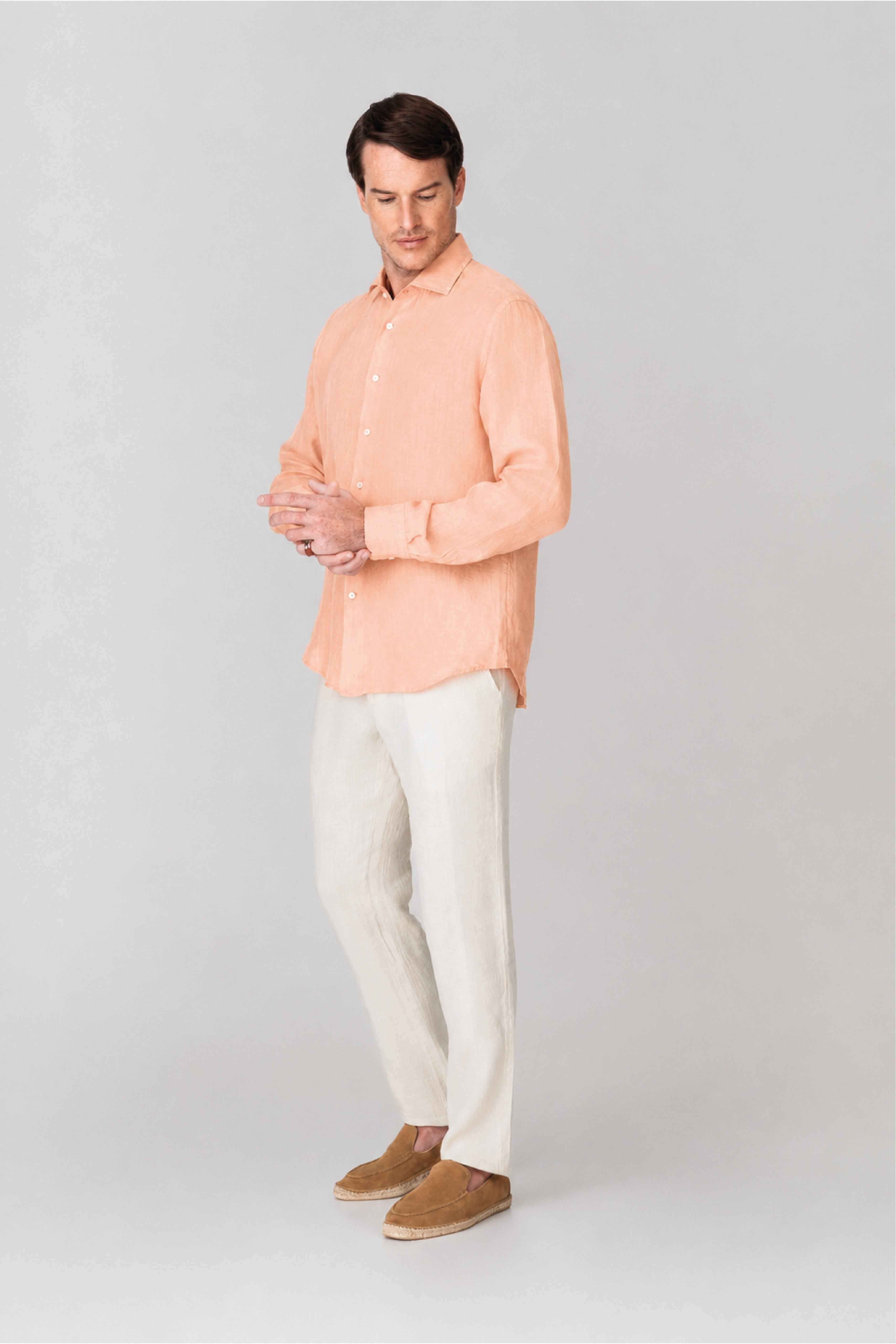 Men's linen shirt peach fuzz