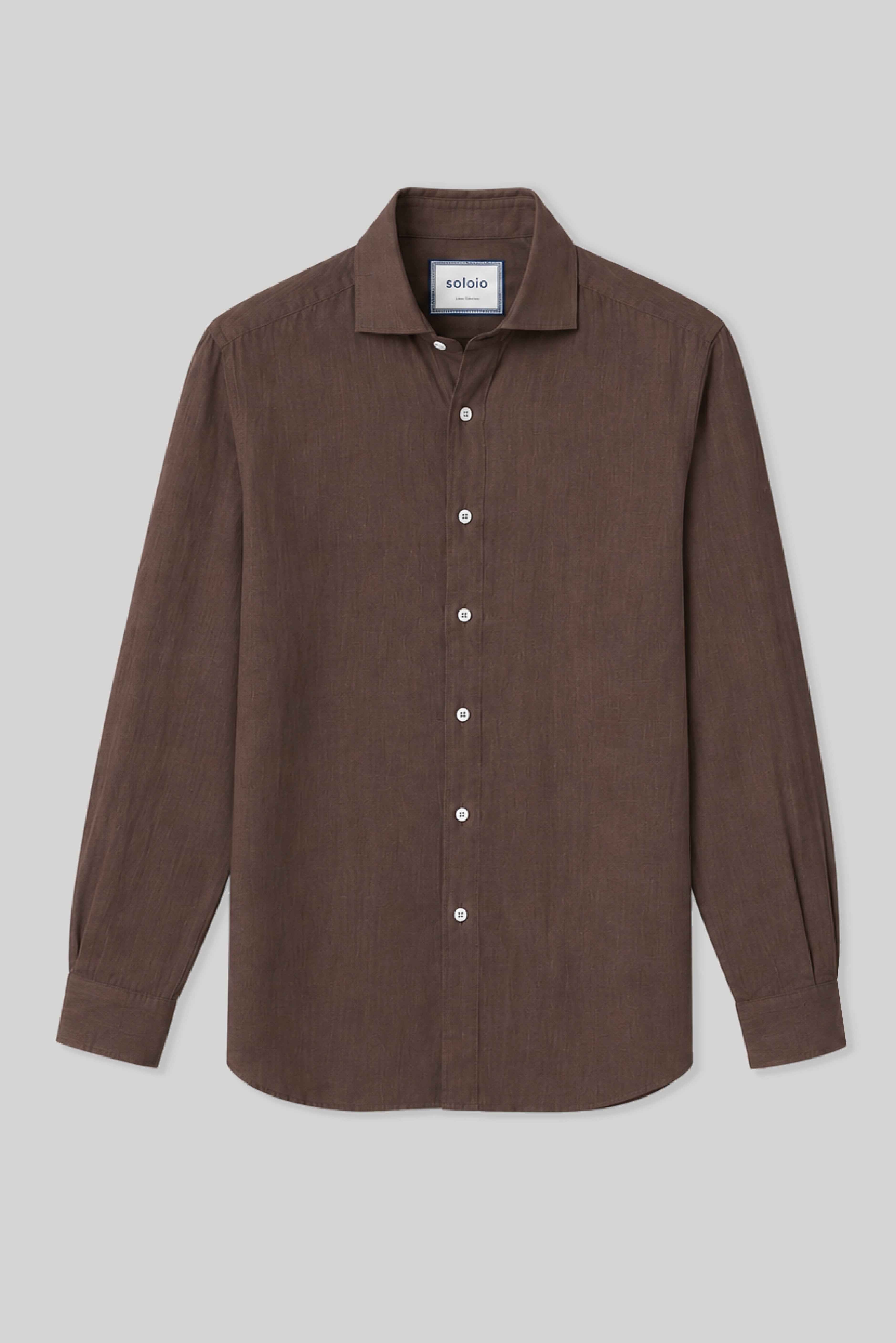 Men's linen shirt chocolate fondant