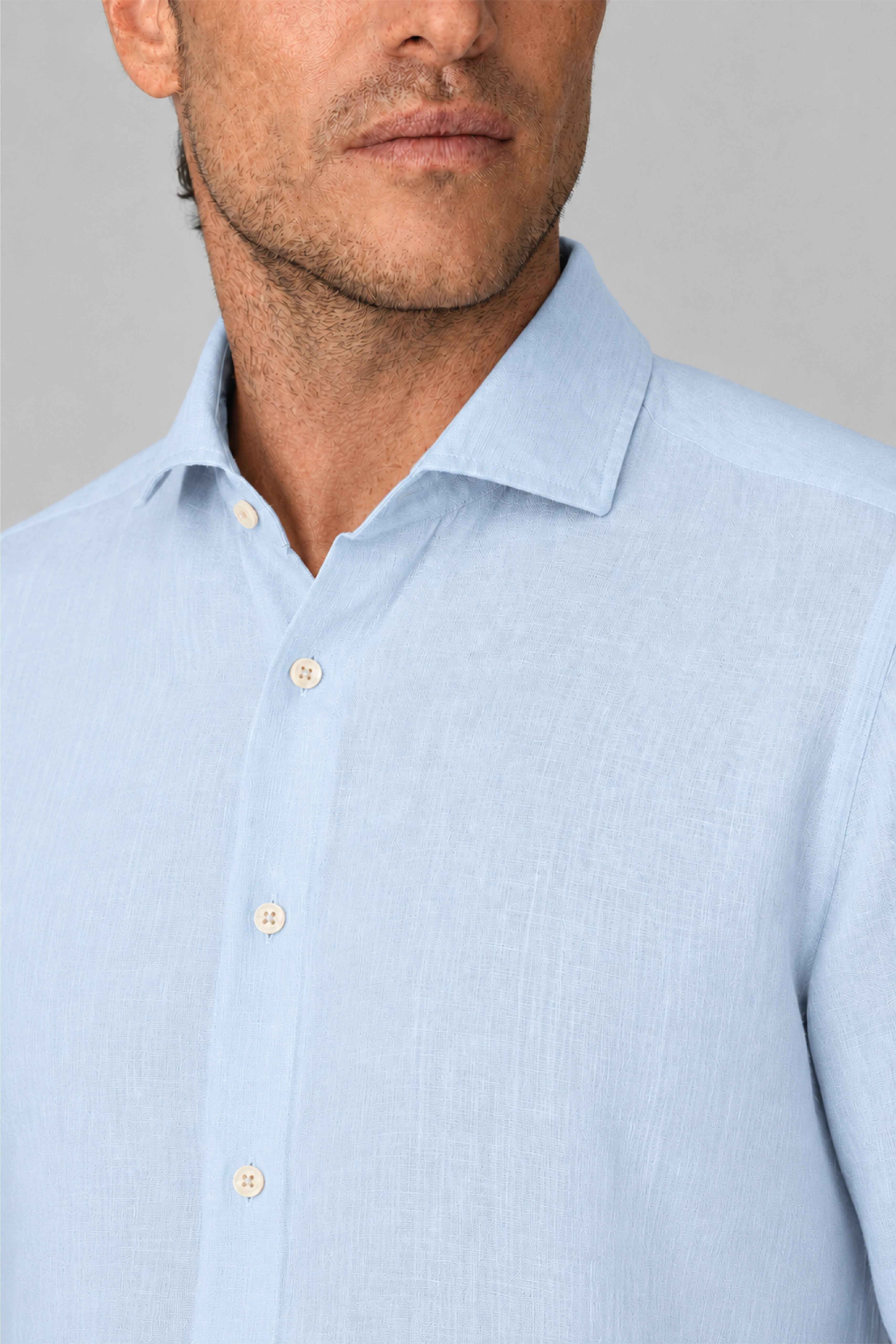 Men's linen shirt ice melt blue