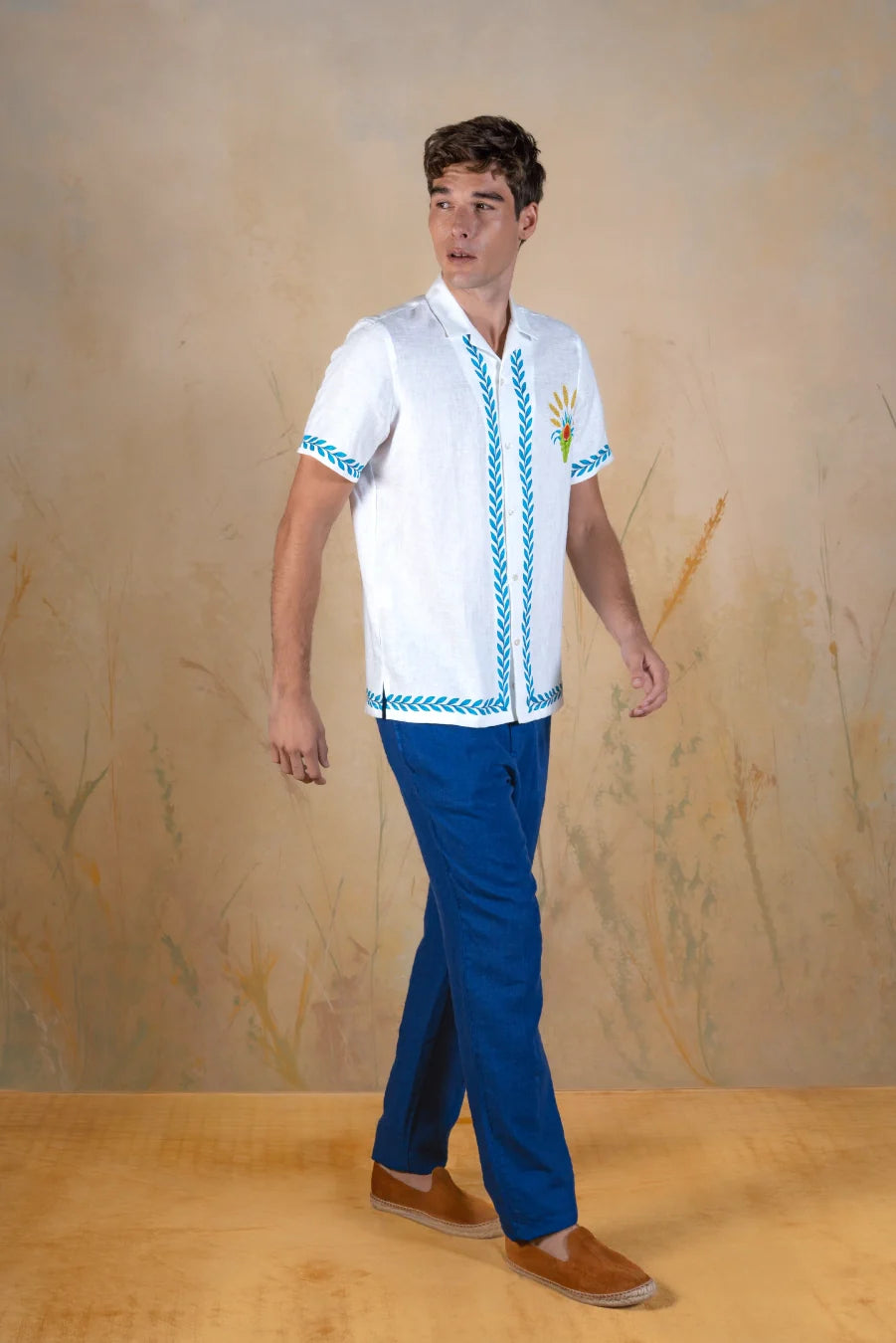Telluris linen bowling shirt white
