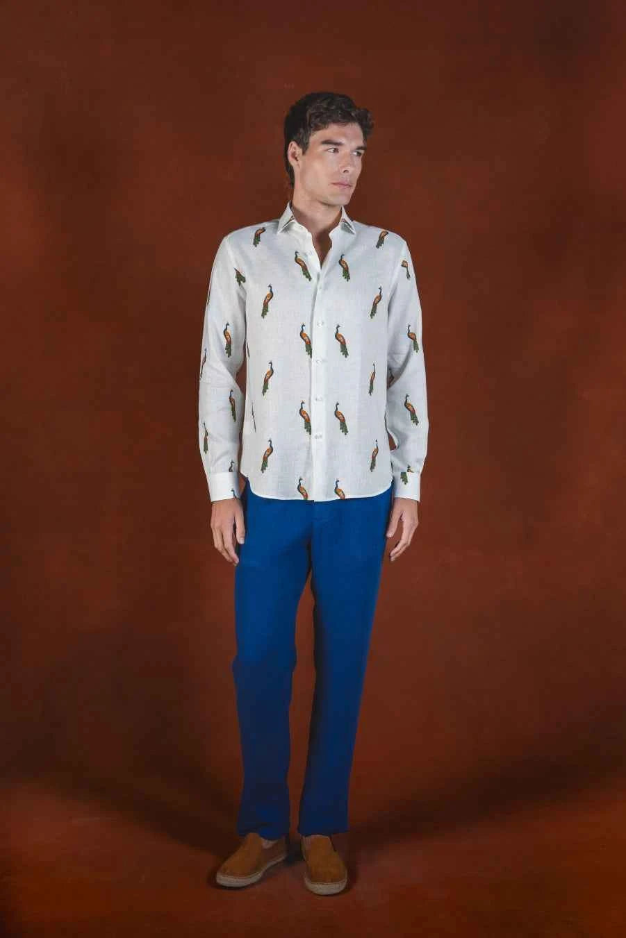Men's Pavone linen shirt white