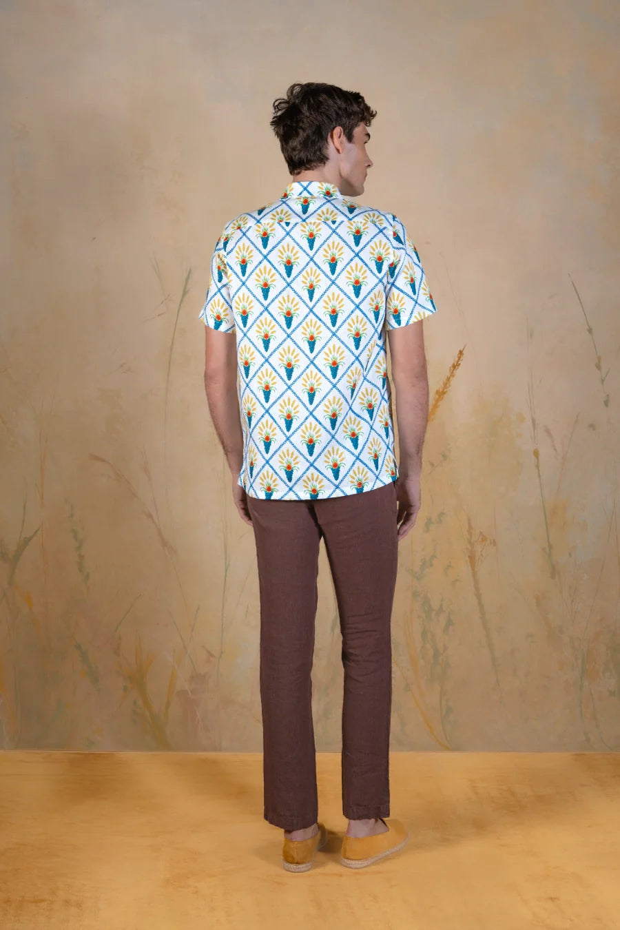 Aurum linen bowling shirt white