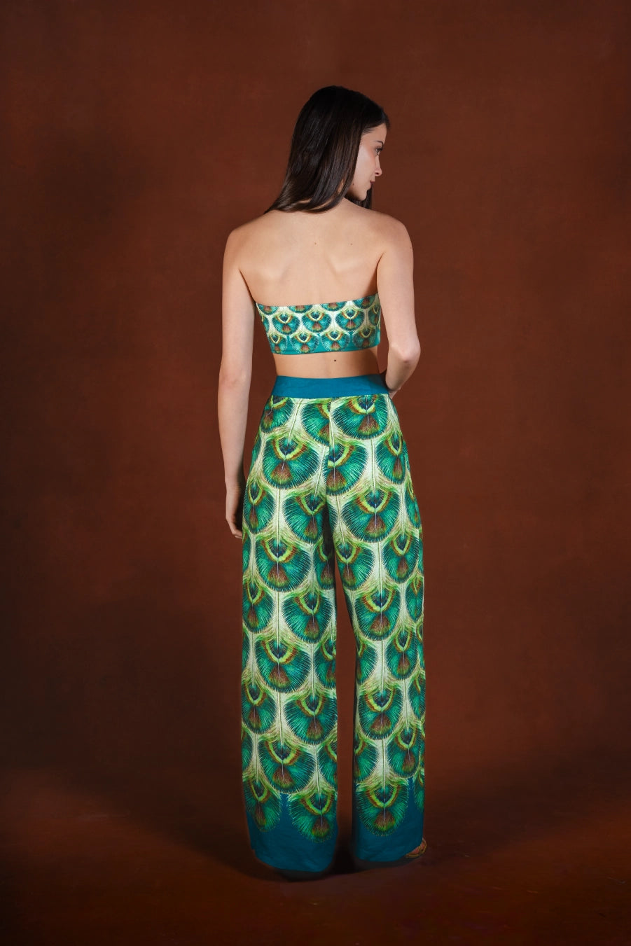 Women's Iridis linen trousers green