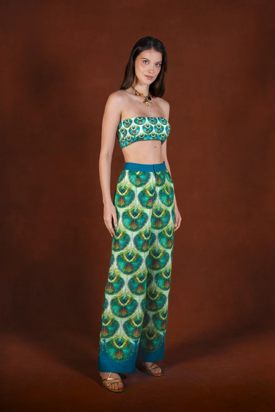 Women's Iridis linen trousers green