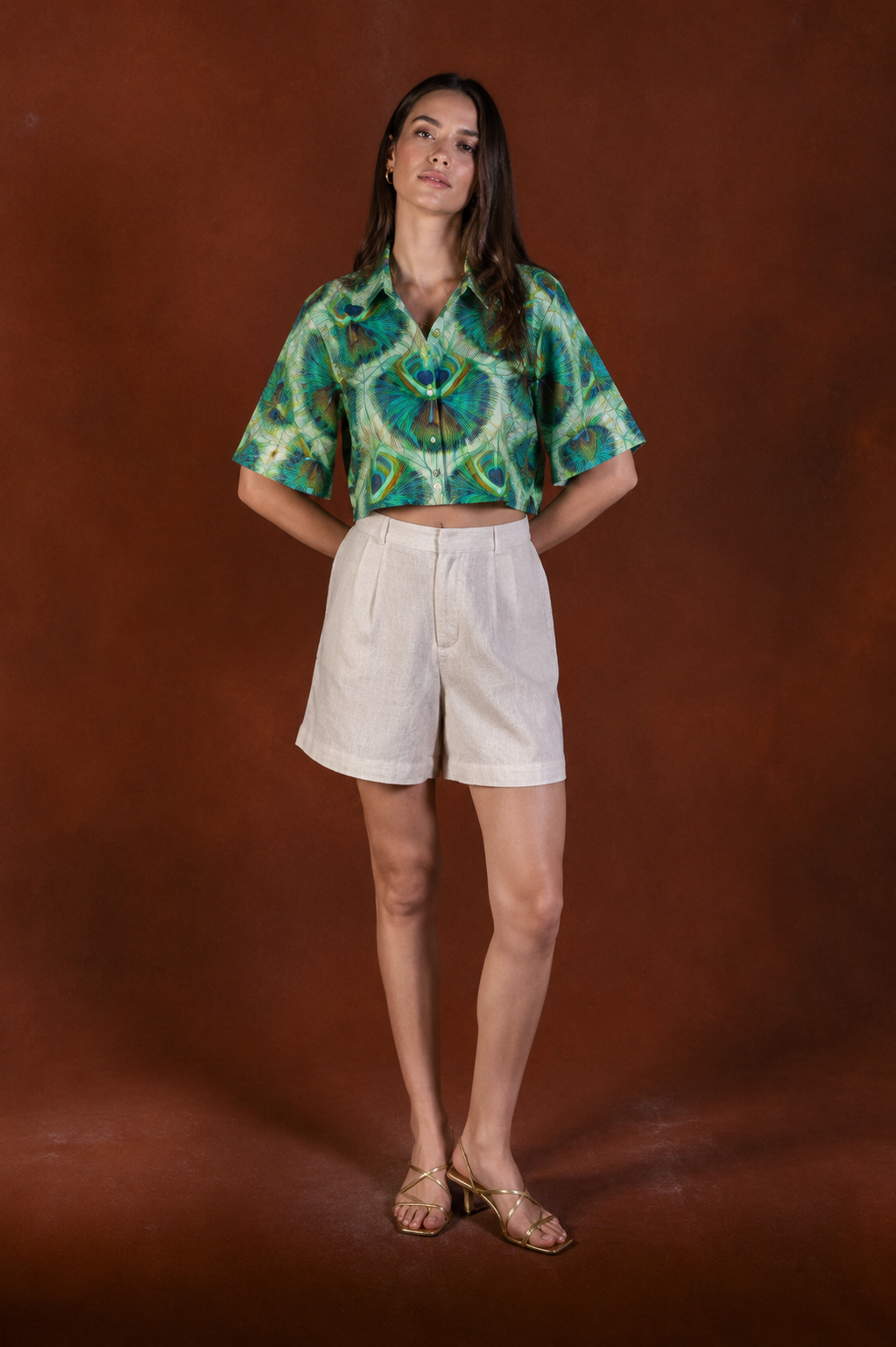 Women's Iridis linen shirt green