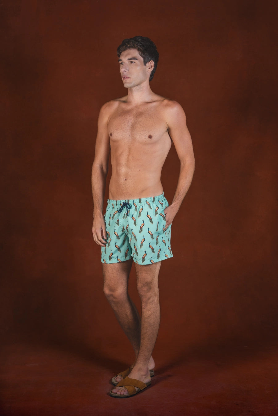 Men's Pavone polyester swim trunks green