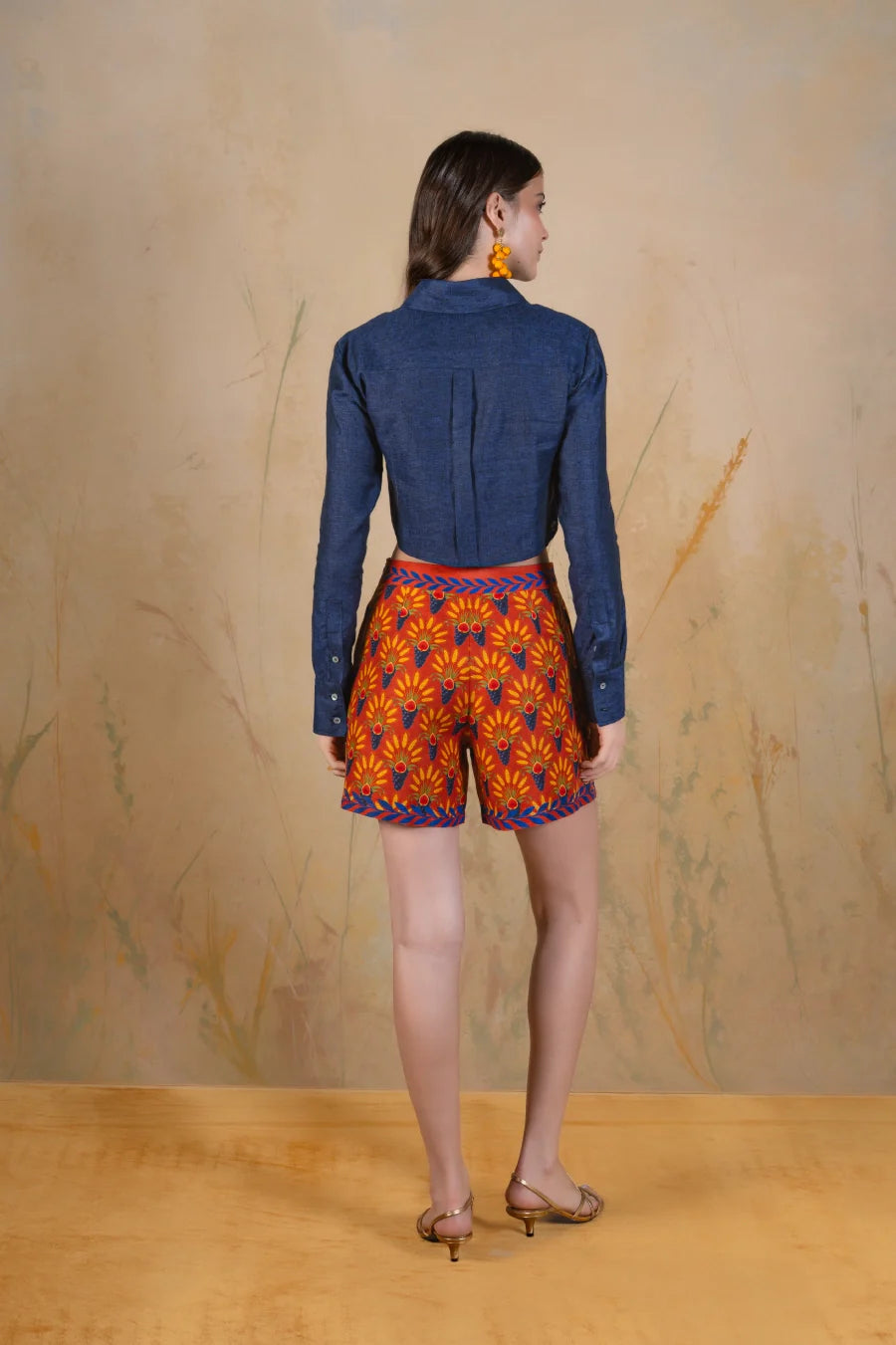 Women's Annona linen Bermuda shorts terracotta
