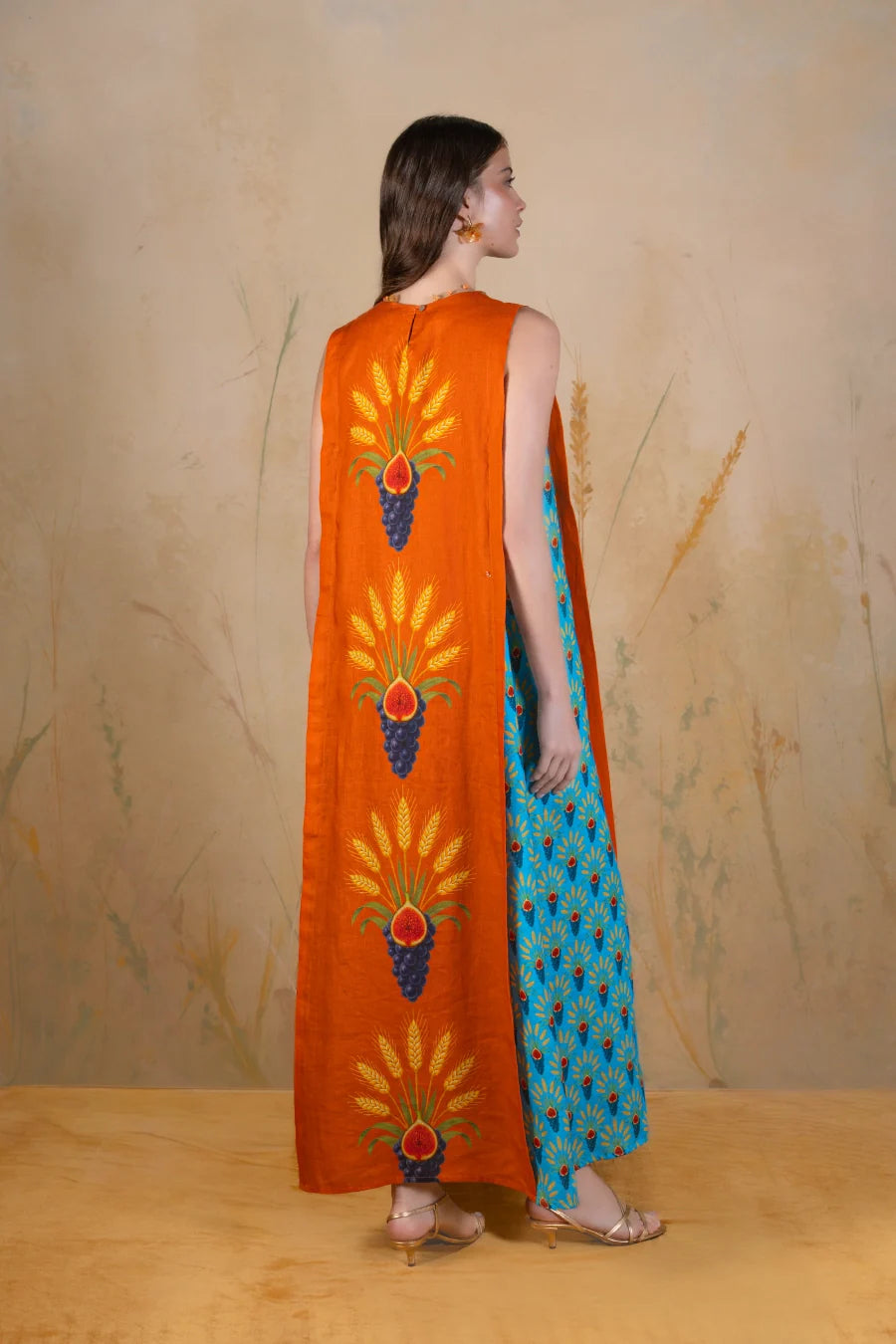 Women's Aridis Koi long linen dress terracotta