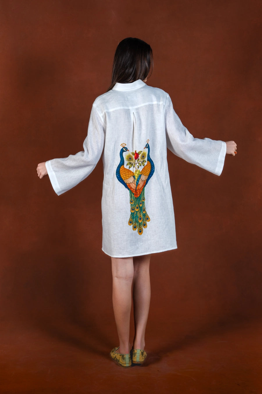 Women's Magnalia linen shirt dress white