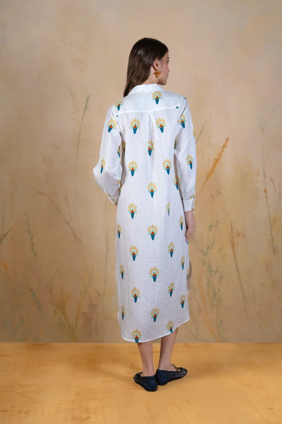 Women's Ortus linen shirt dress white