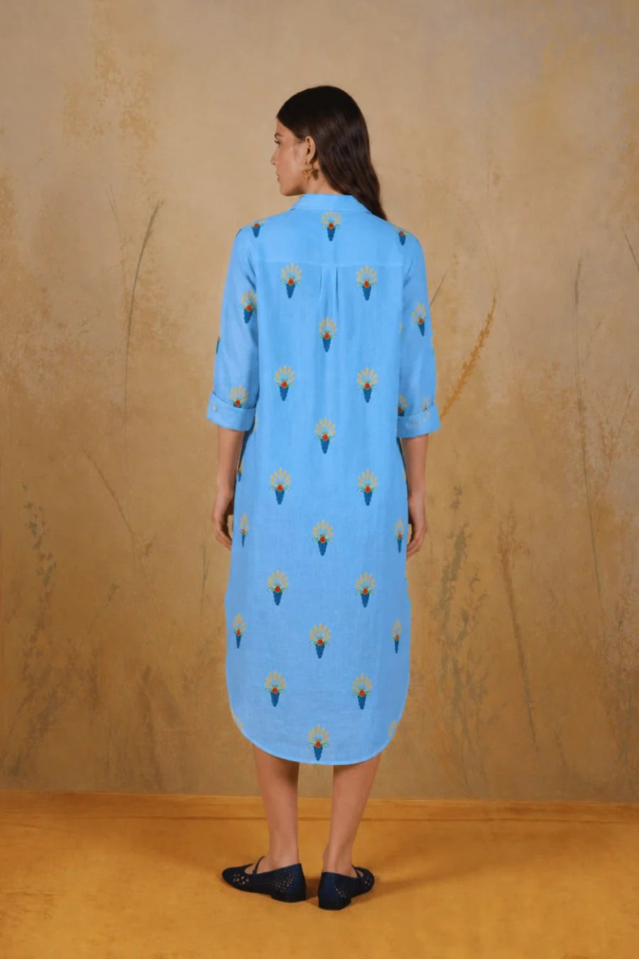 Women's Proventus linen shirt dress blue