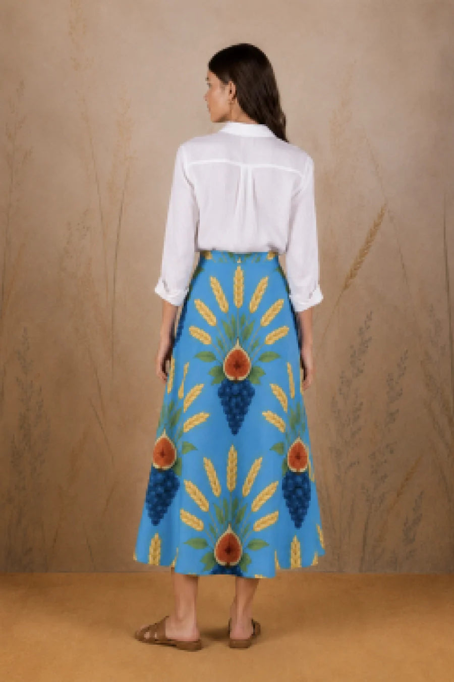 Women's Crecentia long linen skirt blue