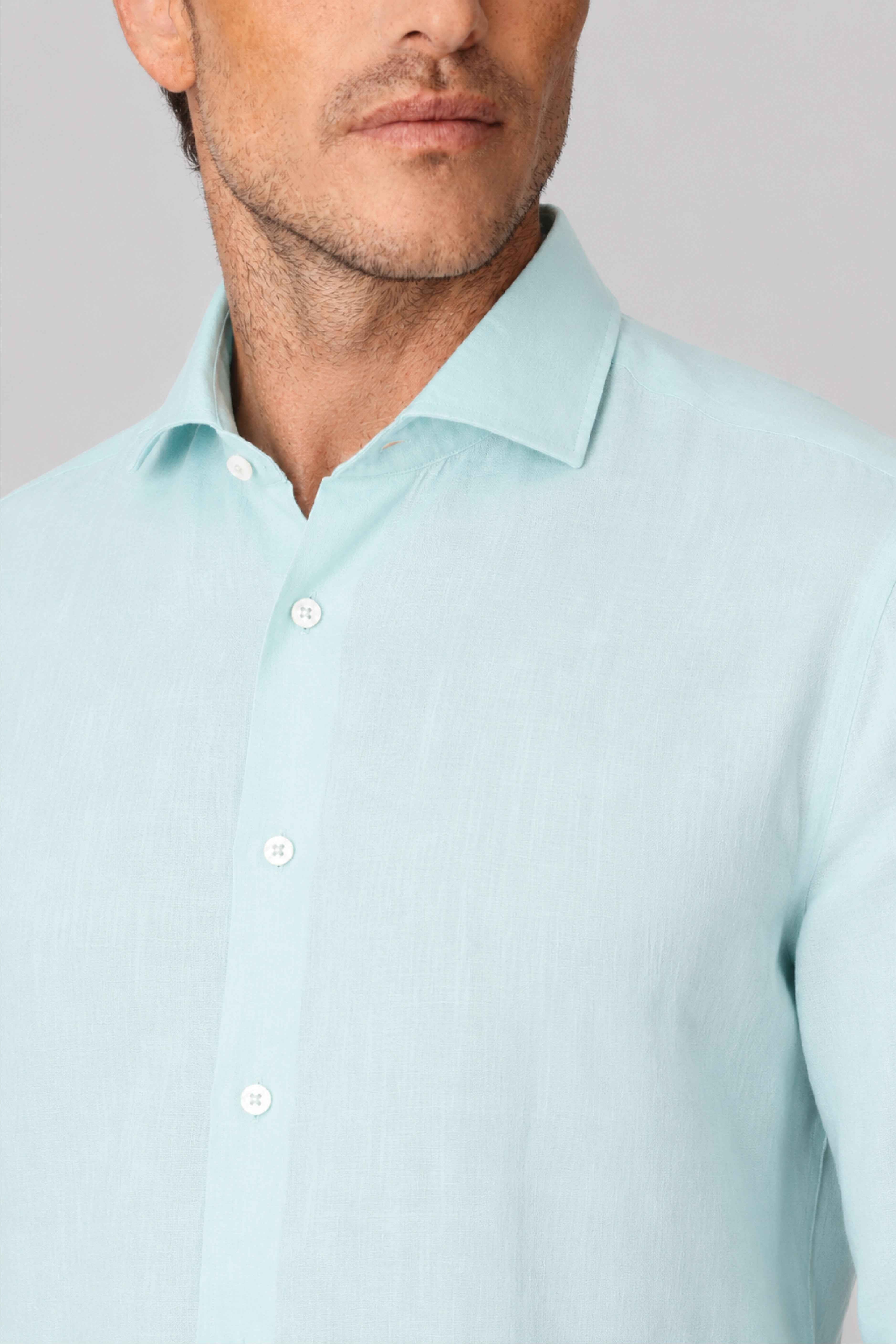 Men's linen shirt ice blue