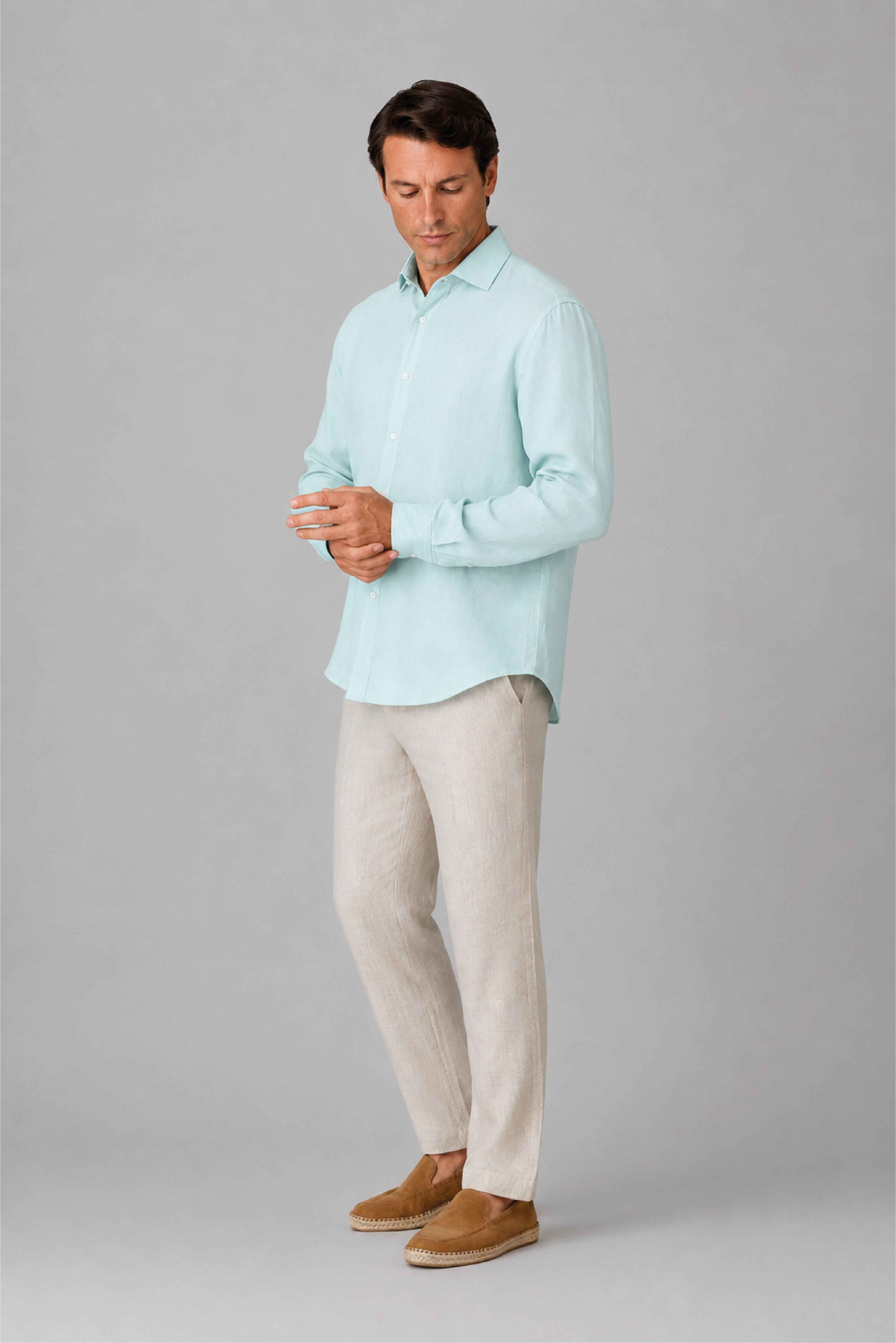 Men's linen shirt ice blue