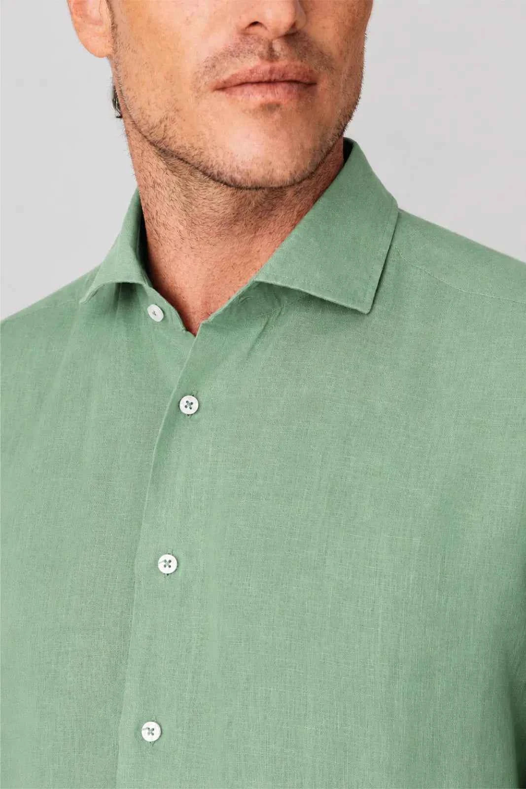 Men's linen shirt ming green