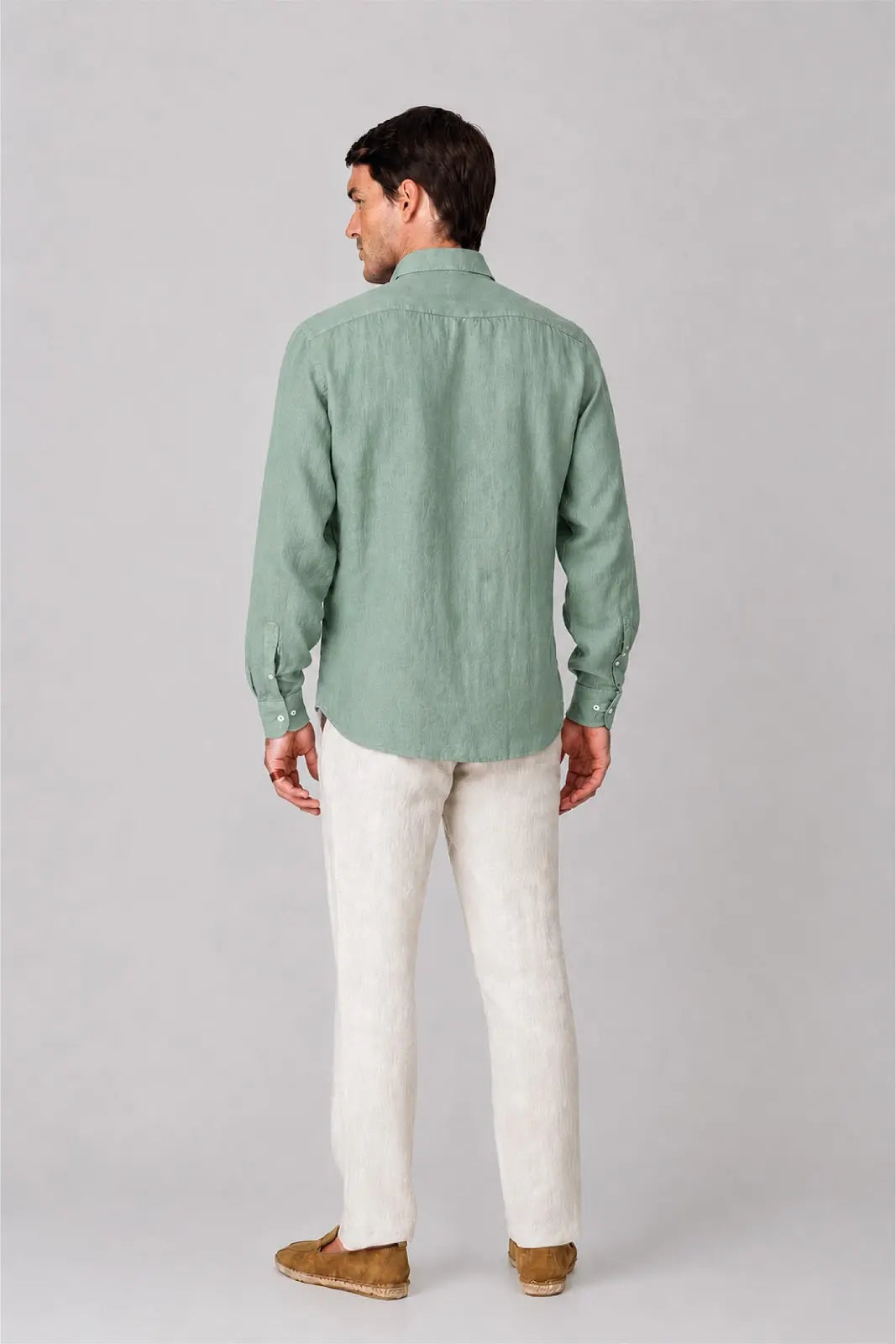 Men's linen shirt ming green