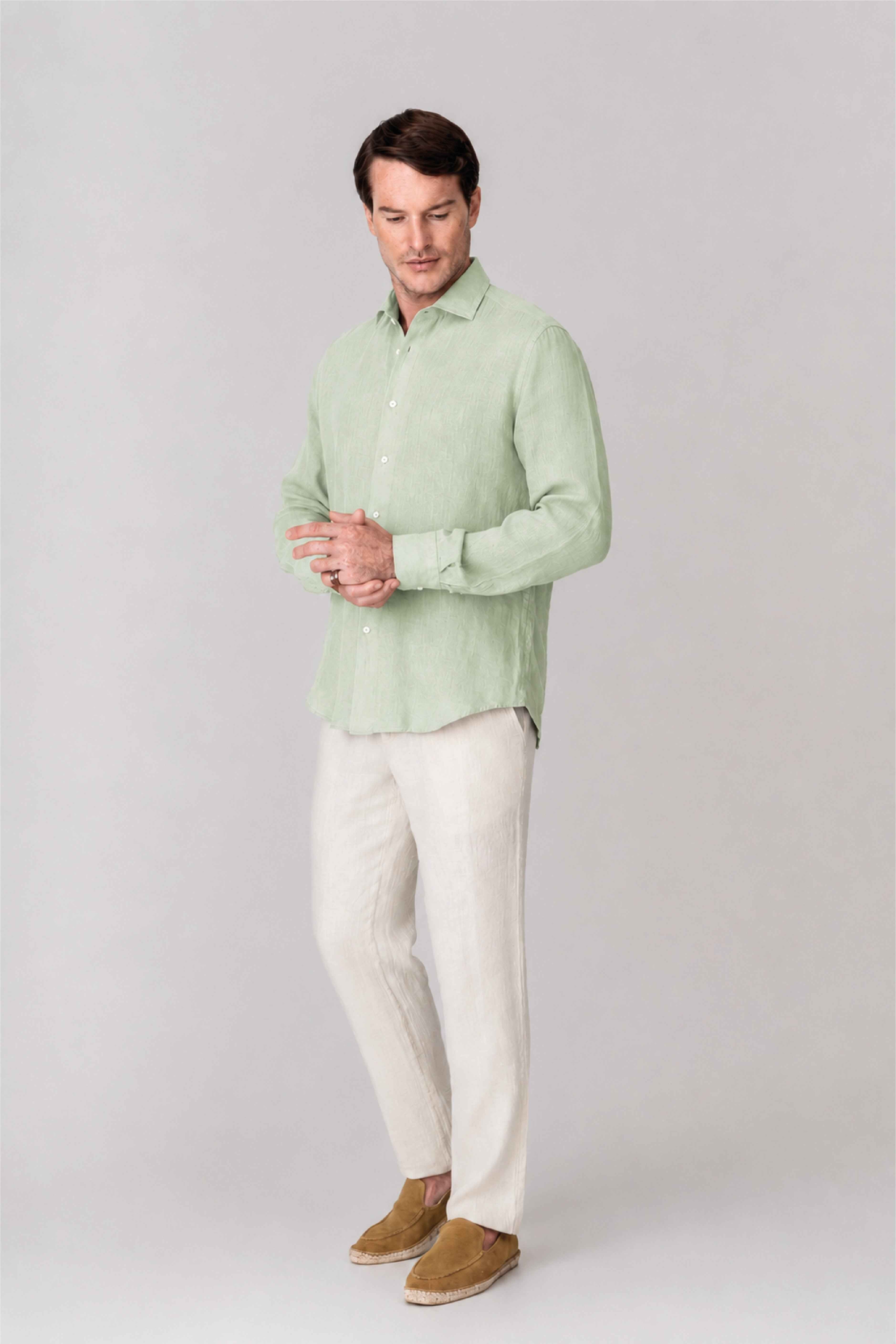 Men's linen shirt ambrosia green