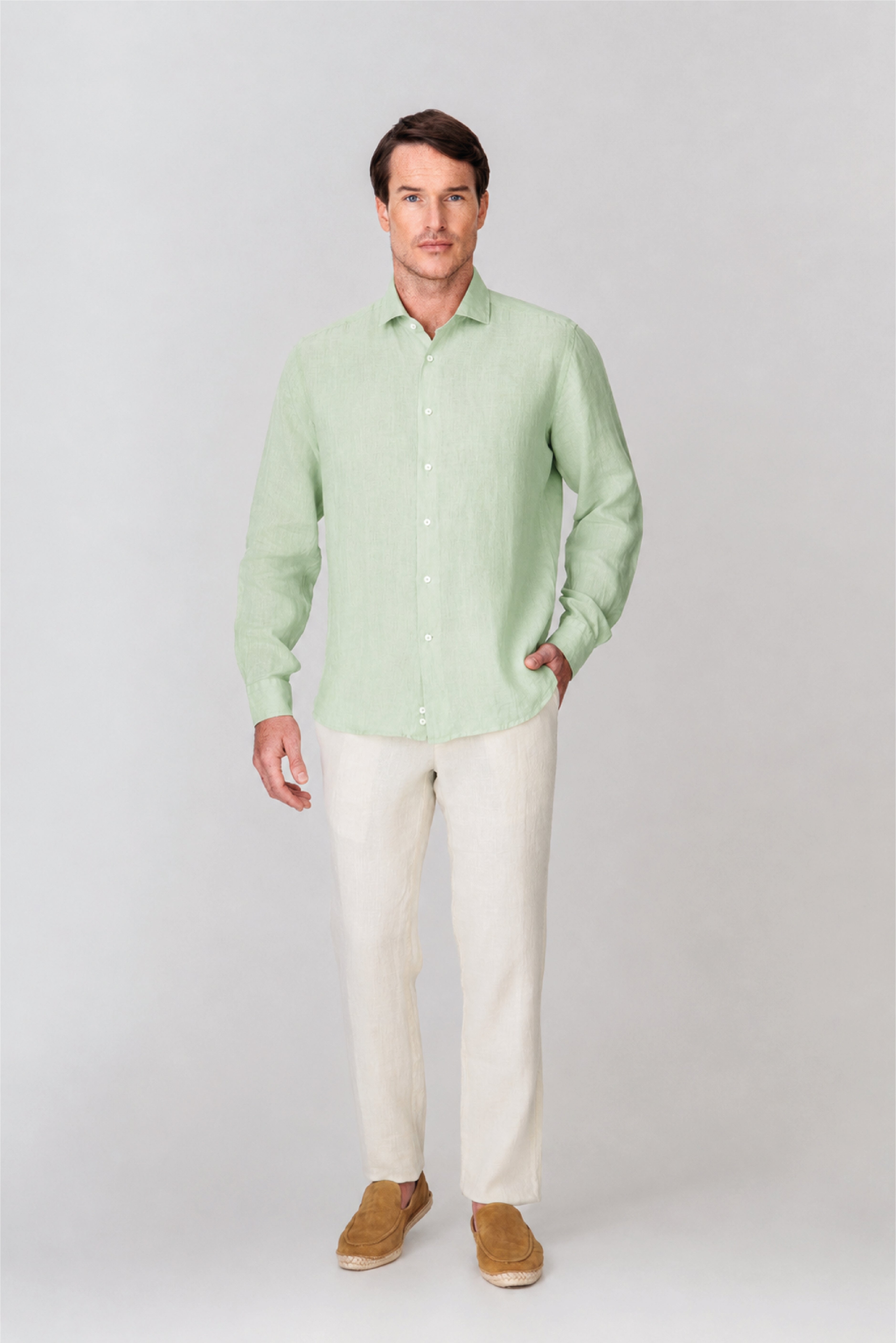 Men's linen shirt ambrosia green