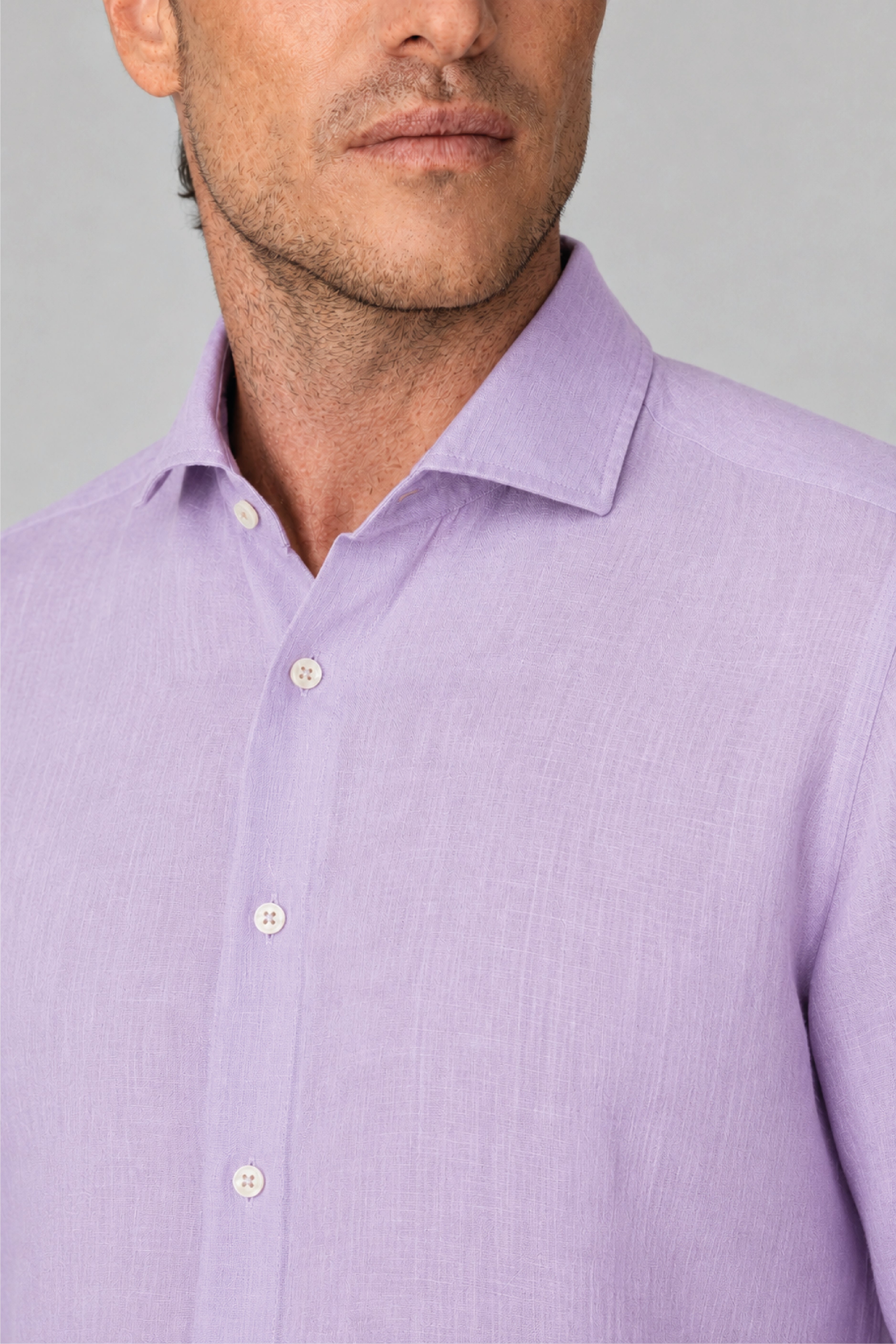 Men's linen shirt lavander fog