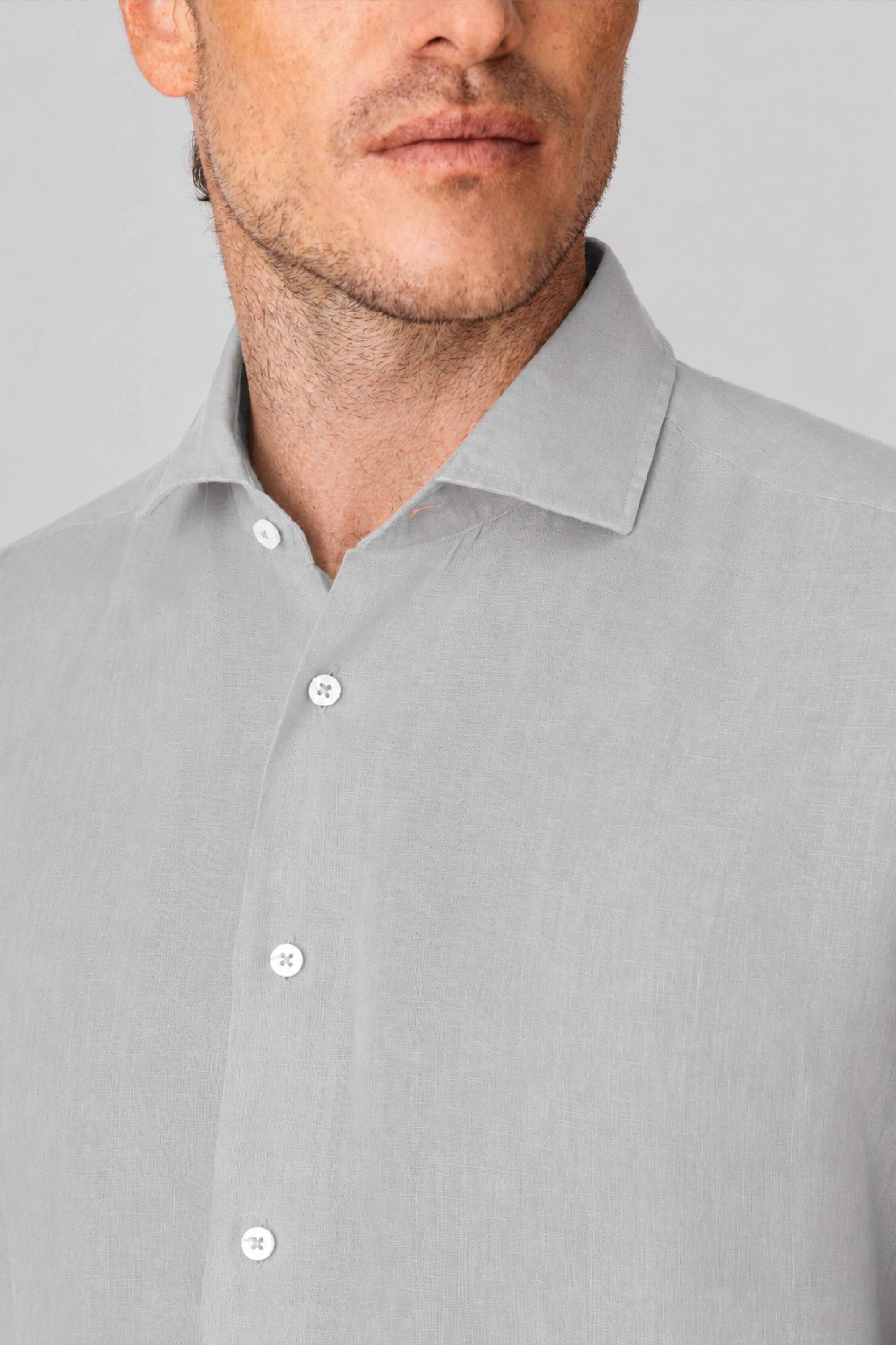 Men's linen shirt icy gray