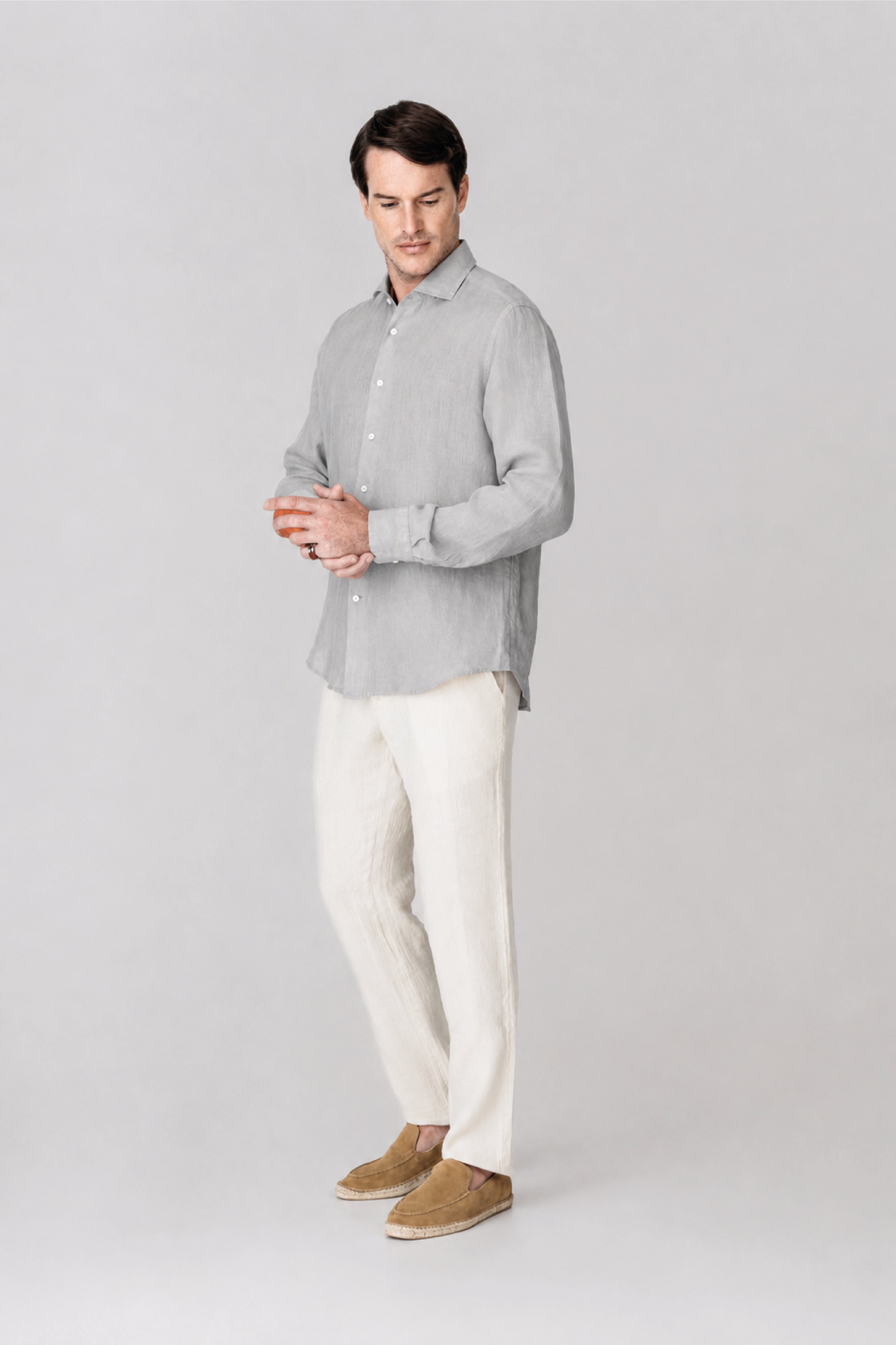 Men's linen shirt icy gray