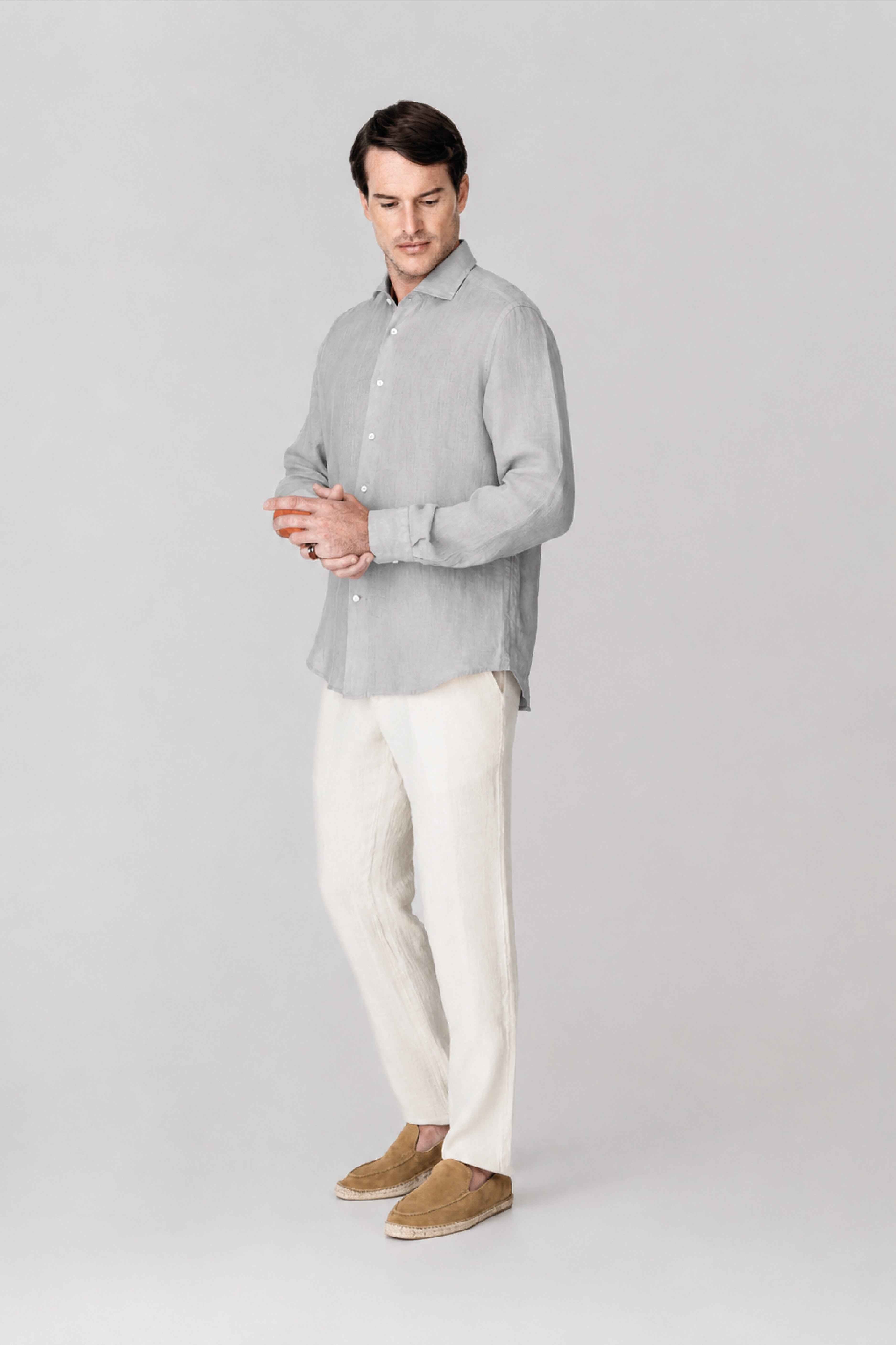 Men's linen shirt icy gray