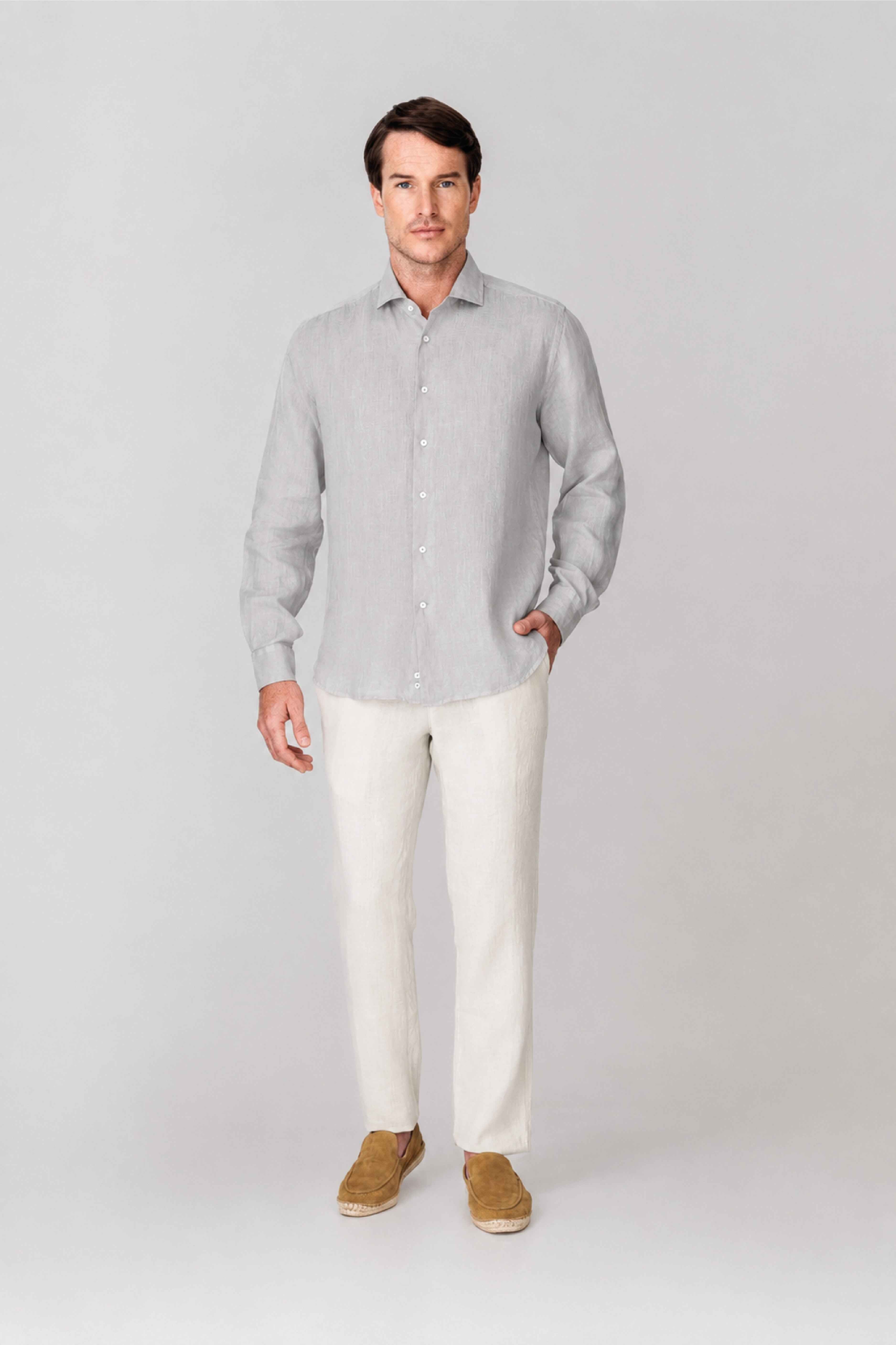Men's linen shirt icy gray