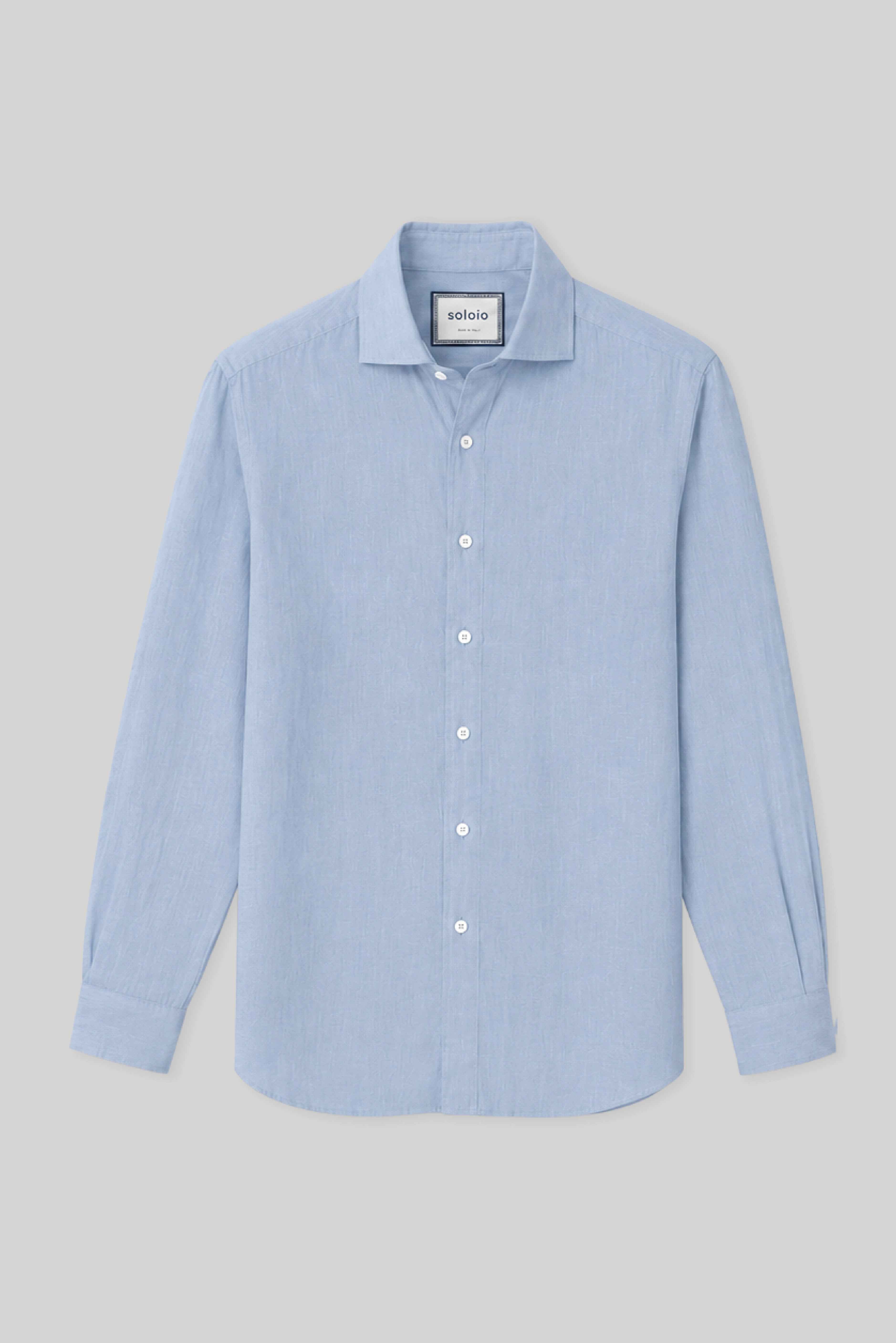 Men's linen shirt skyway blue