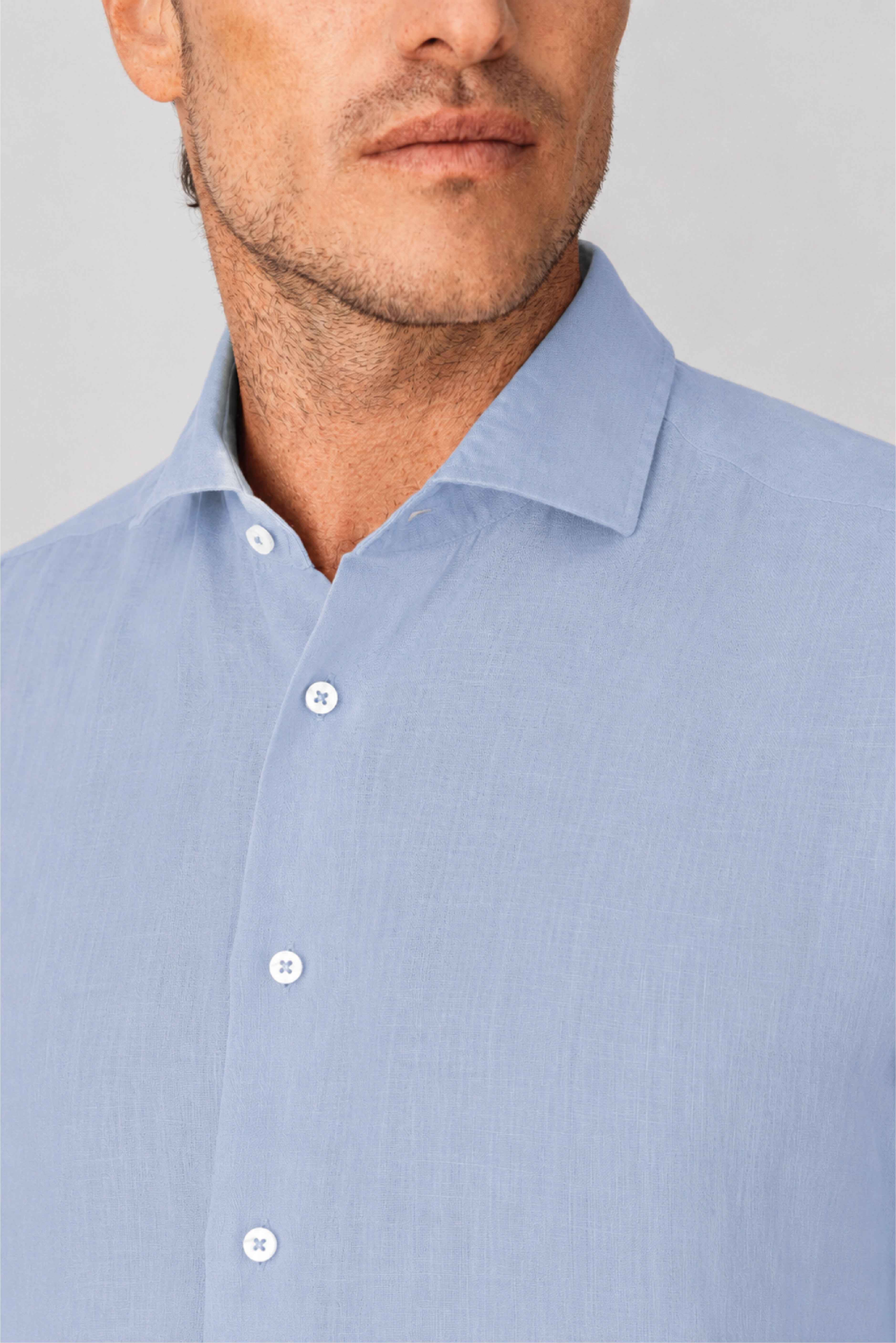 Men's linen shirt skyway blue