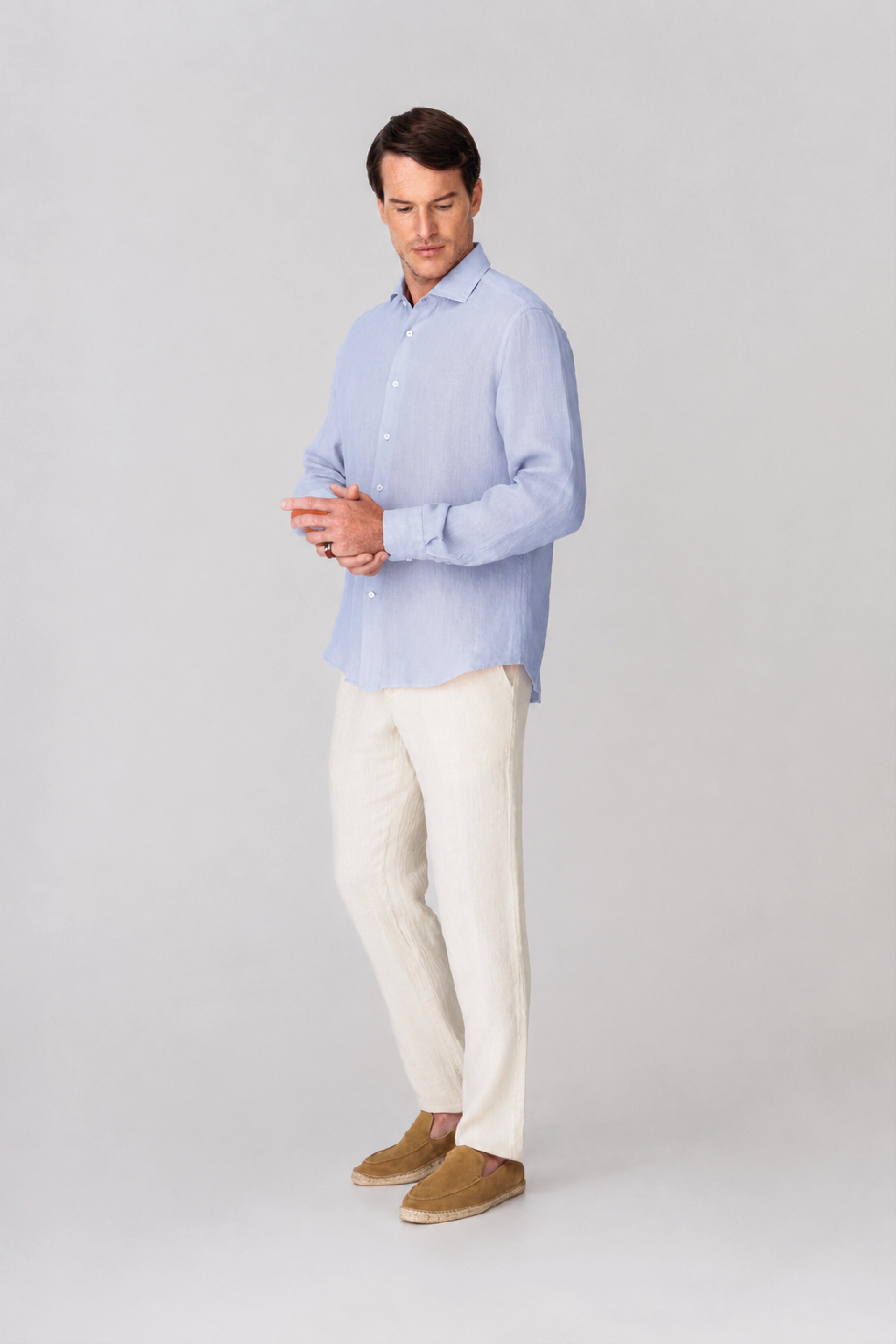 Men's linen shirt skyway blue