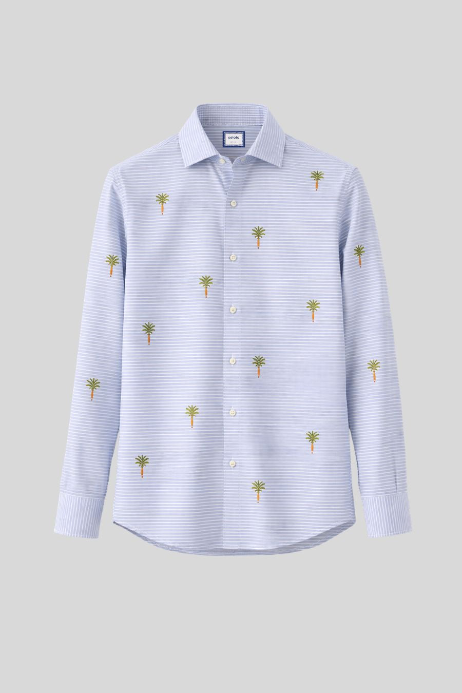 Camisa de lino rayas orfeo azul claro para hombre