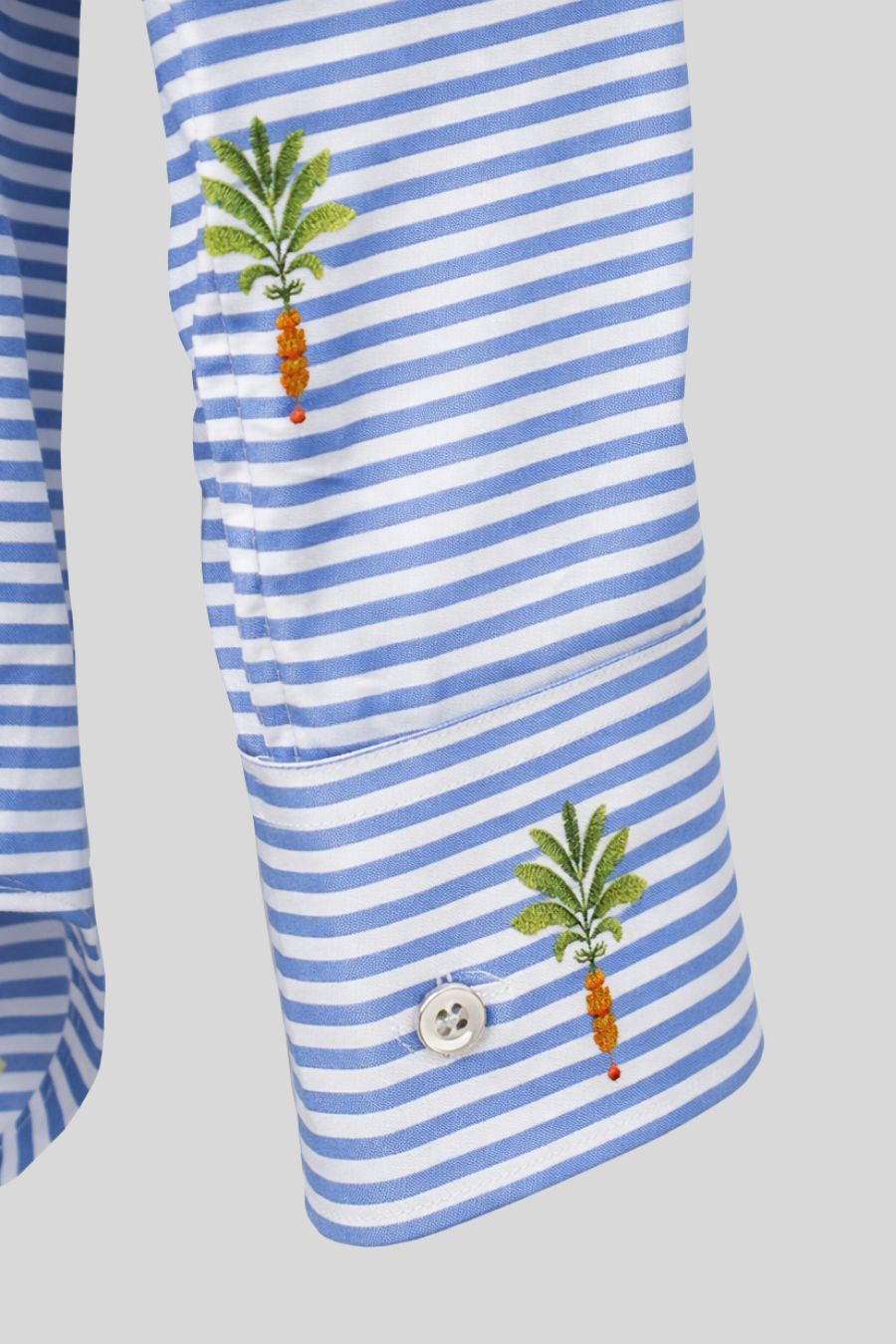 Camisa de lino rayas orfeo azul claro para hombre