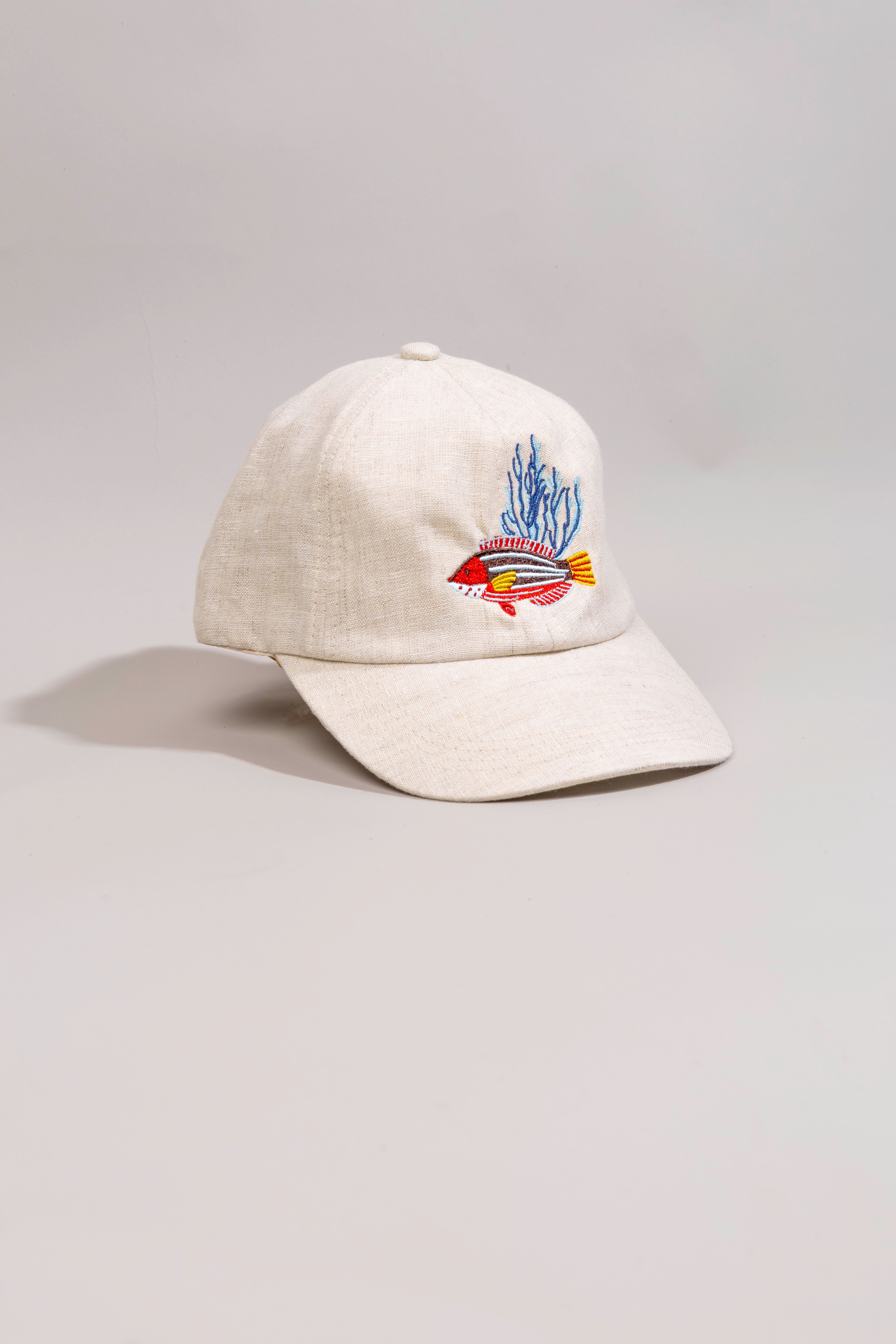 Men's linen cap nemo embroidered