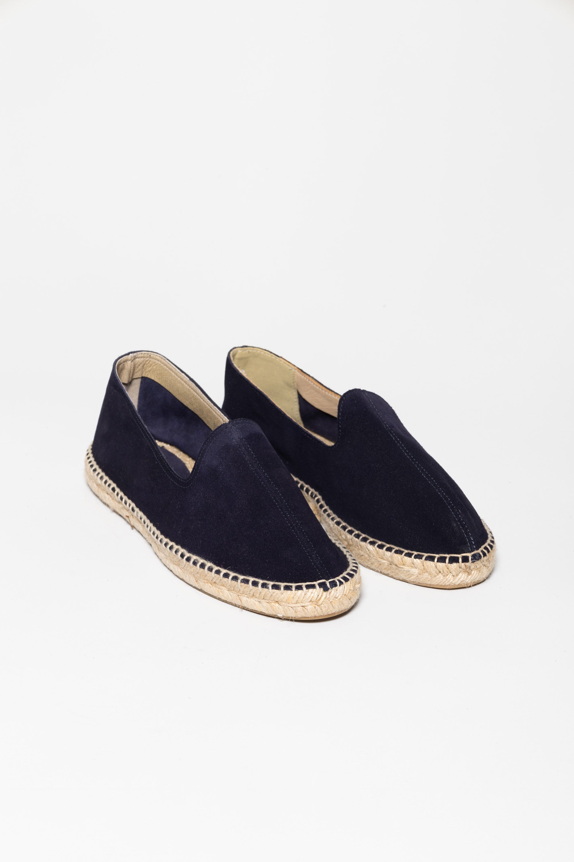 men’s leather espadrille navy