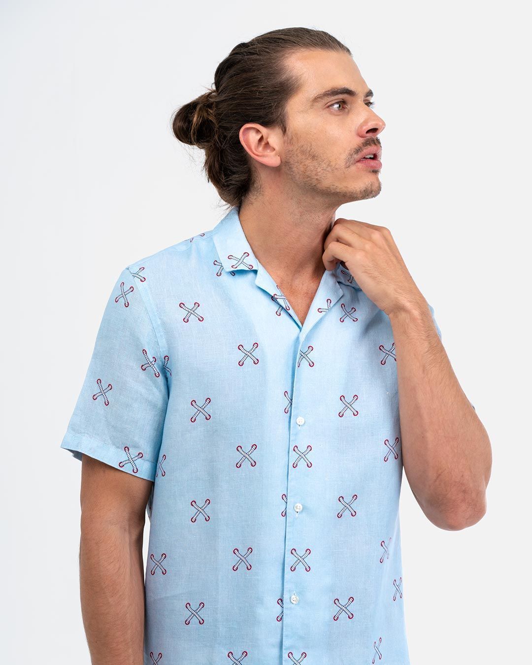 camisa de lino para hombre large cuerdas