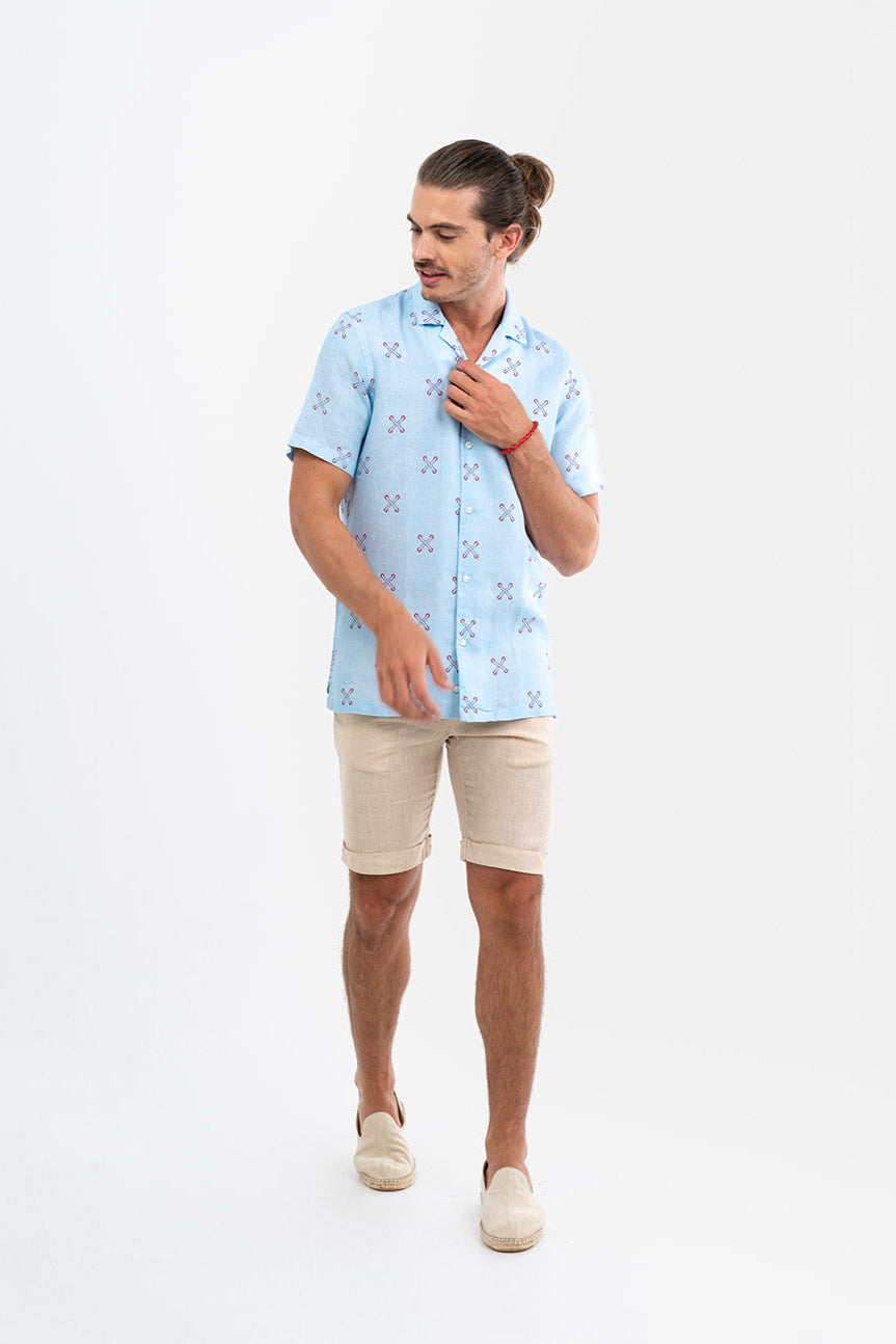 camisa de lino para hombre large cuerdas