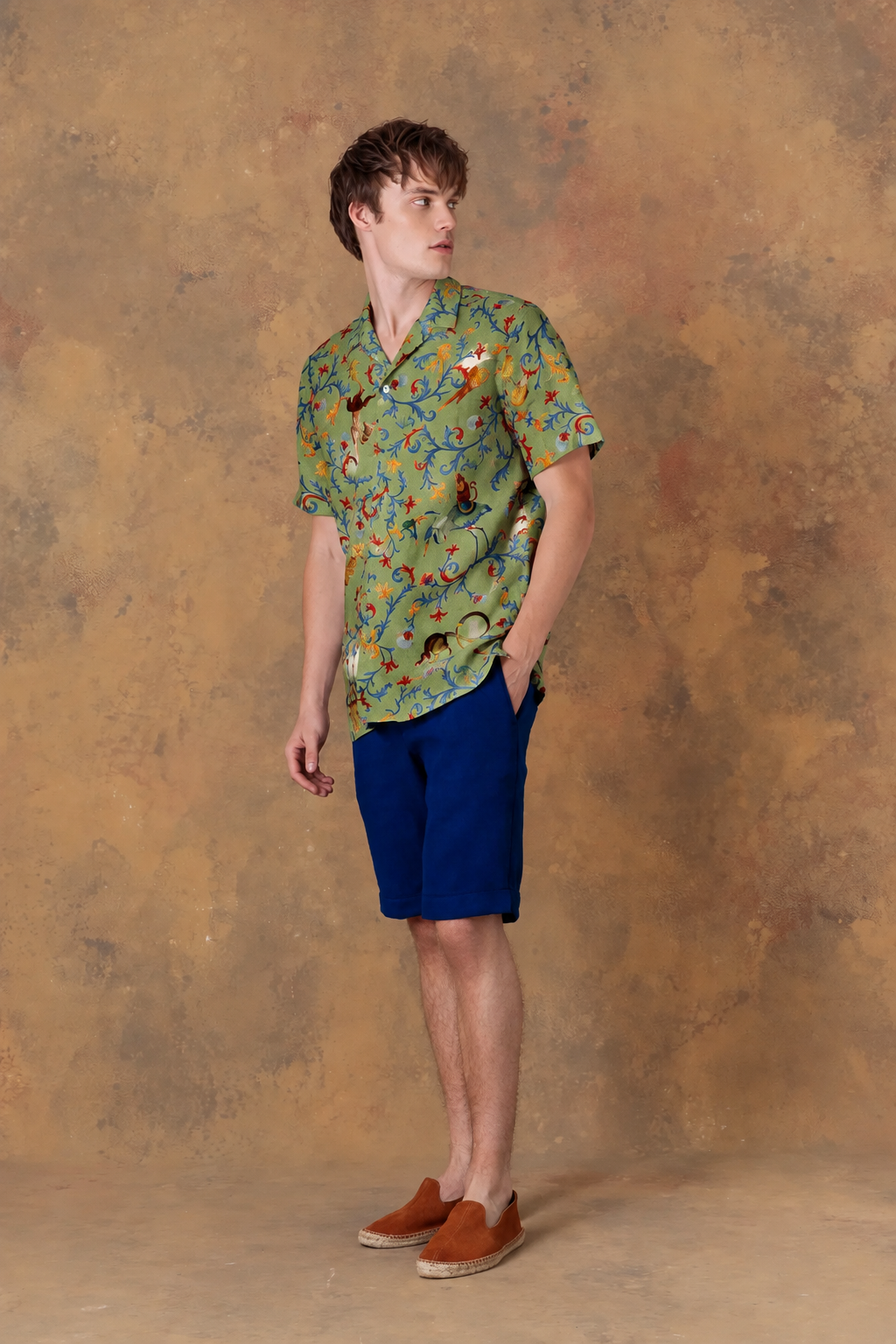 Men's shirt linen bowling delphos green
