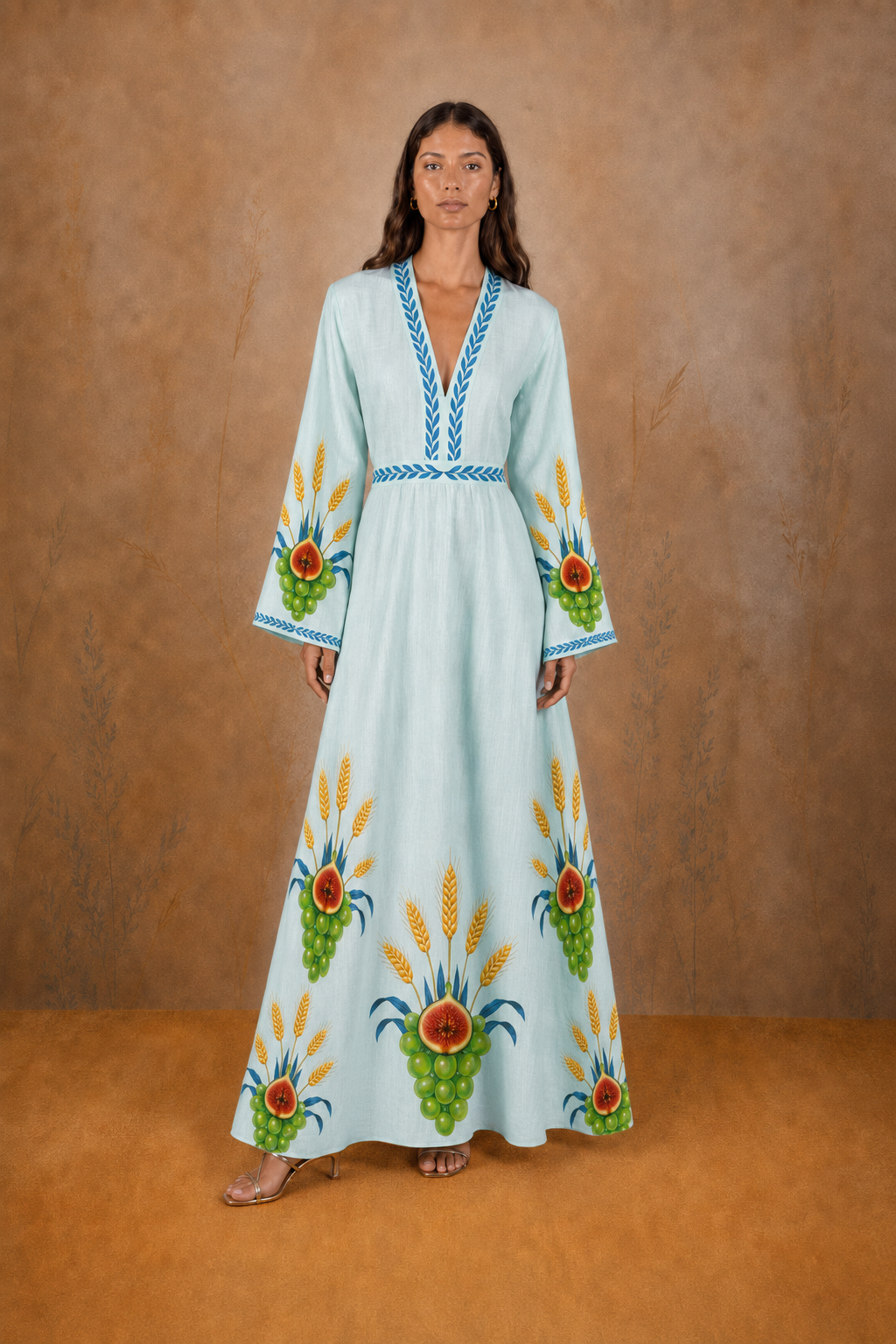 Women's Nascentia linen kimono light blue
