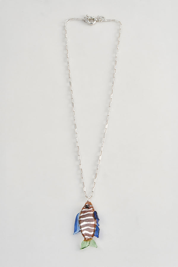 Cadena ned plata vidrio y oro blanco