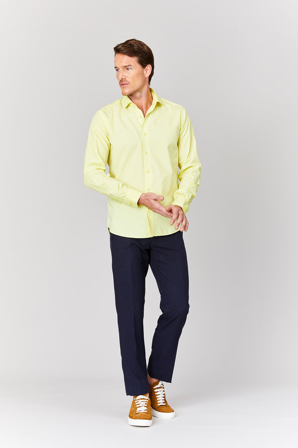 basic yellow cotton muslin shirt - soloio